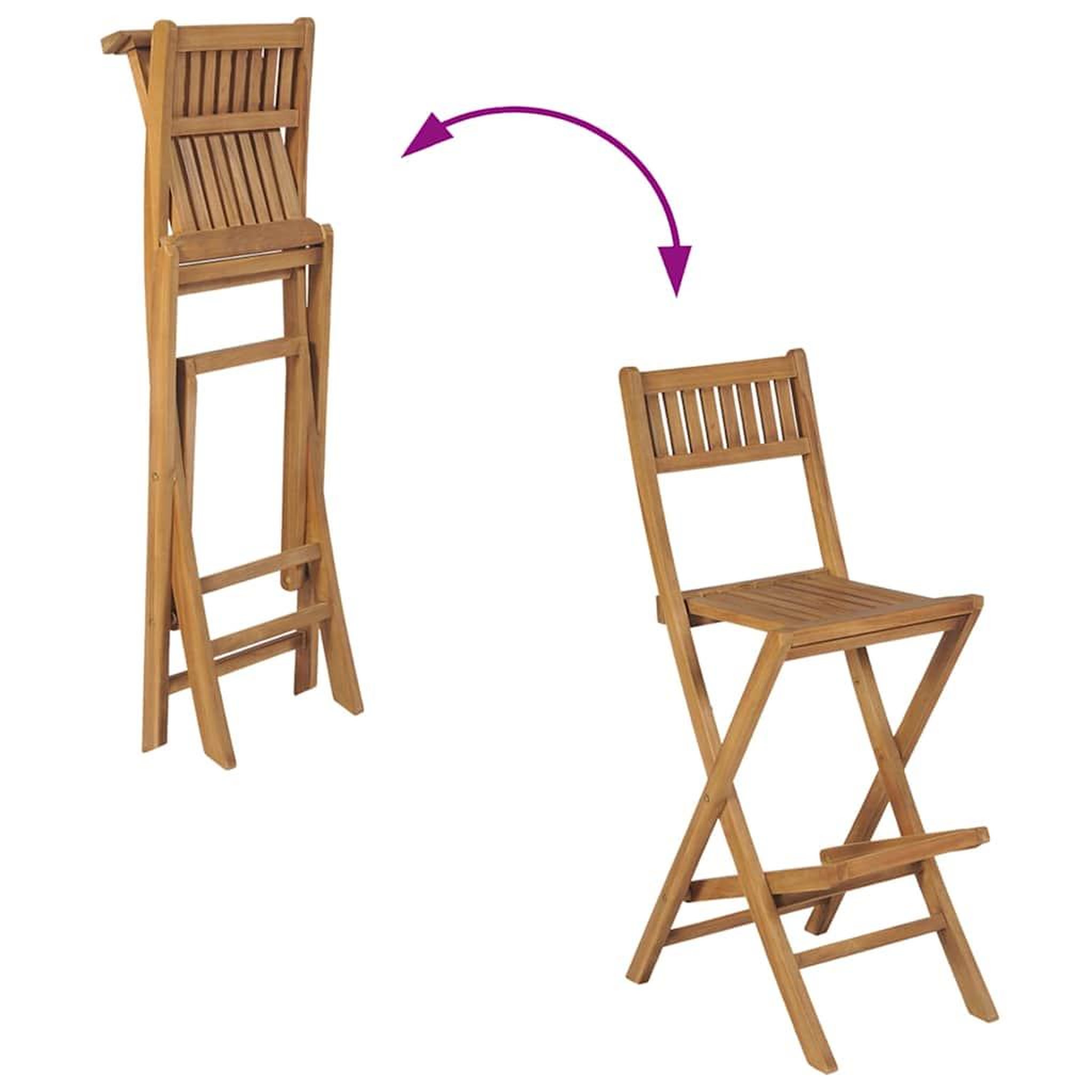 Voir la diapositive 5 : VIDAXL Tabourets pliables de bar d'exterieur lot de 2 bois teck solide