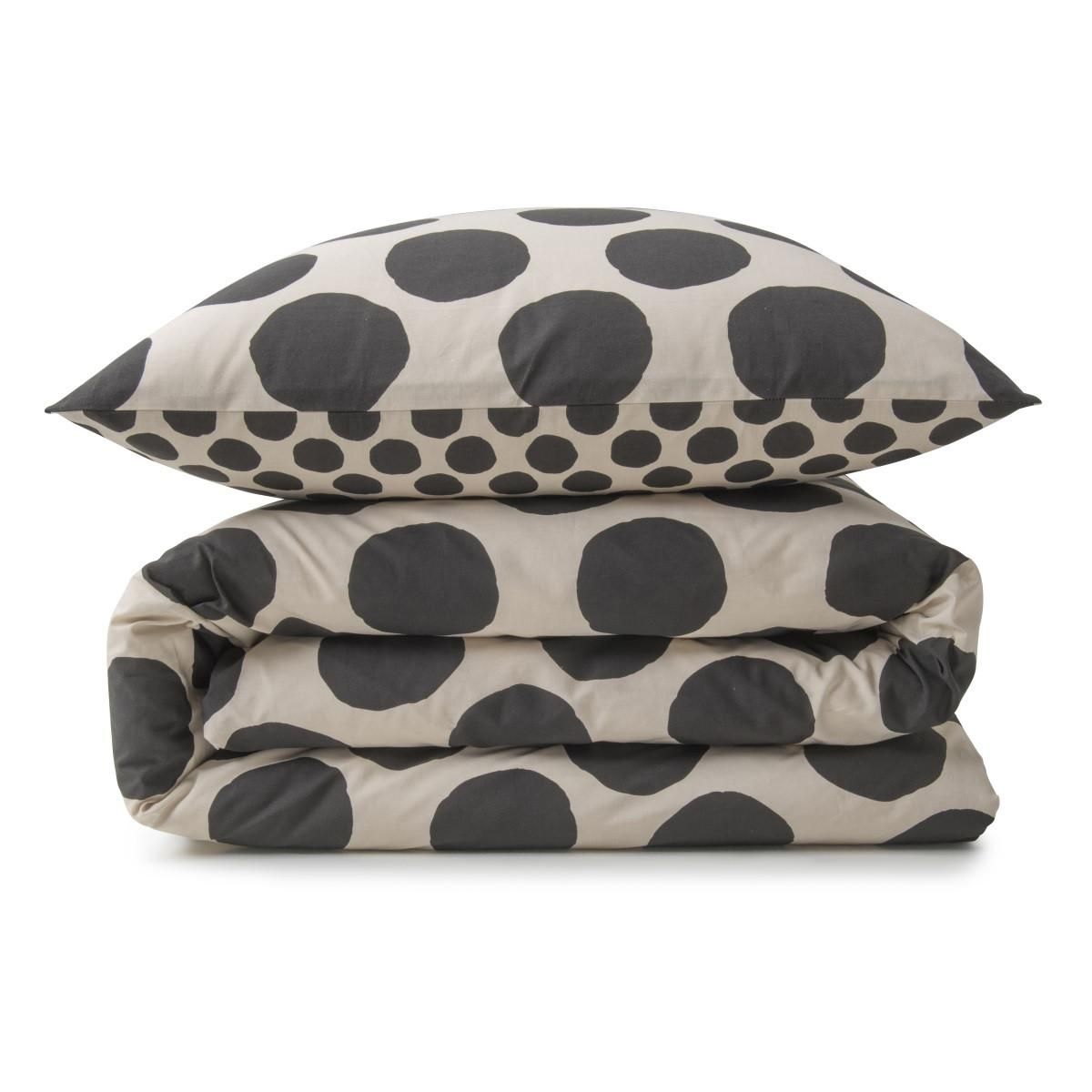 FUTURE HOME Parure de lit 2 personnes à pois réversible en coton