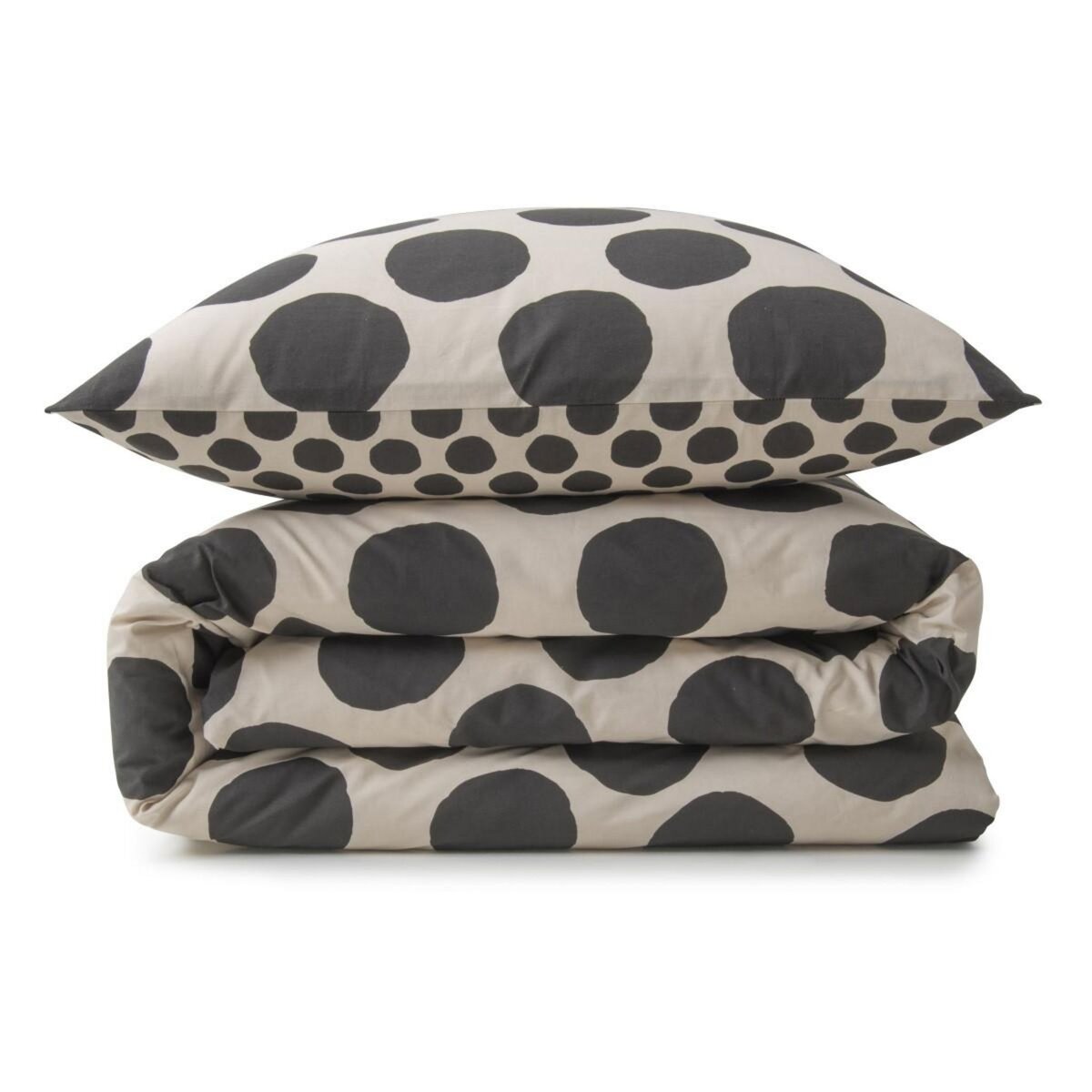 FUTURE HOME Parure de lit 2 personnes à pois réversible en coton