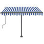 Voir la diapositive 5 : VIDAXL Auvent manuel retractable sur pied 350x250 cm Bleu/blanc