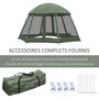 Voir la diapositive 4 : OUTSUNNY Tente de camping familiale 6-8 personnes - tente hexagonale - avec sac de transport et piquets de sol - dim. 493L x 493L x 240H cm fibre verre polyester - vert