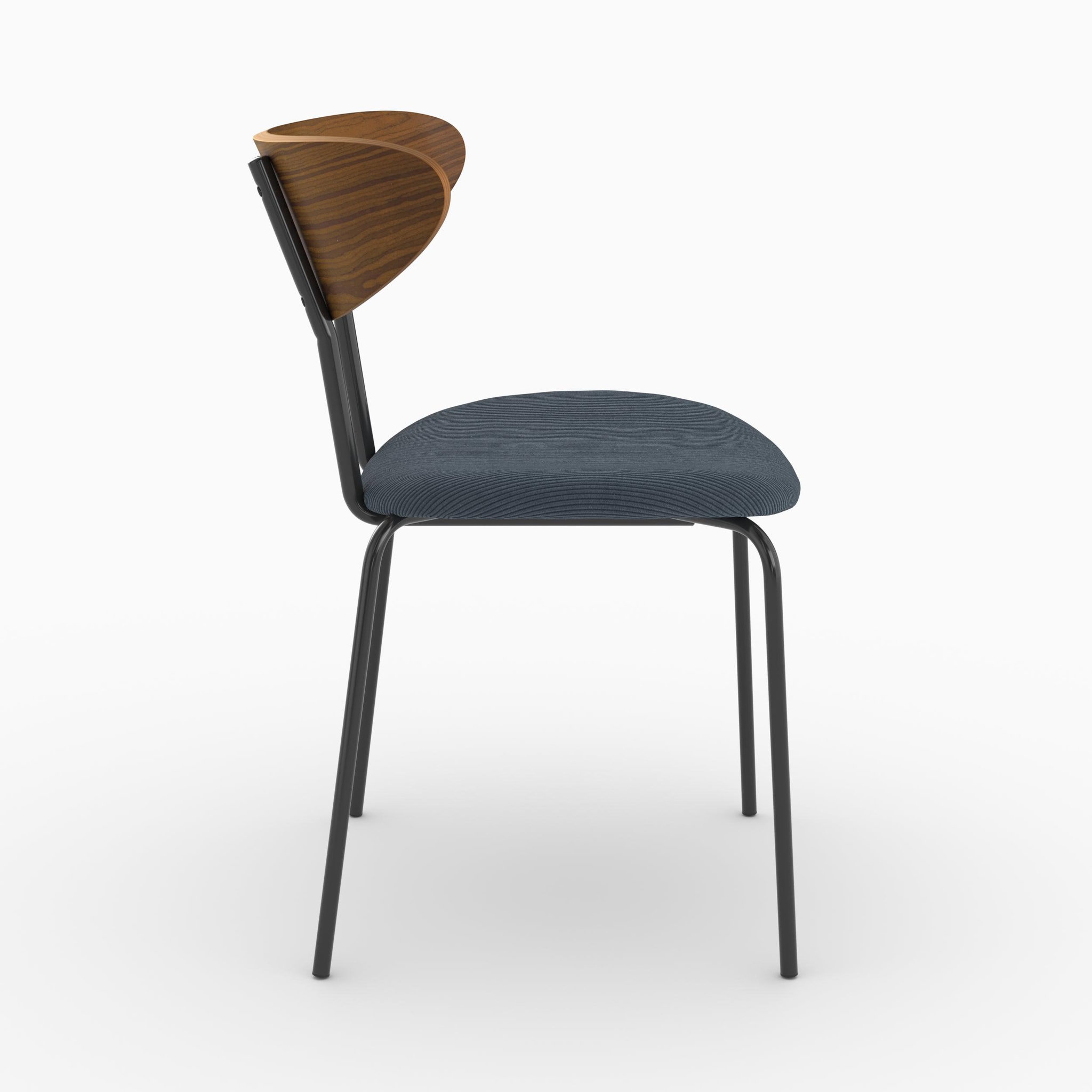 Voir la diapositive 6 : MAISON PAVANE Lot de 2 chaises en velours côtelé bleu marine et dossier en bois-jade