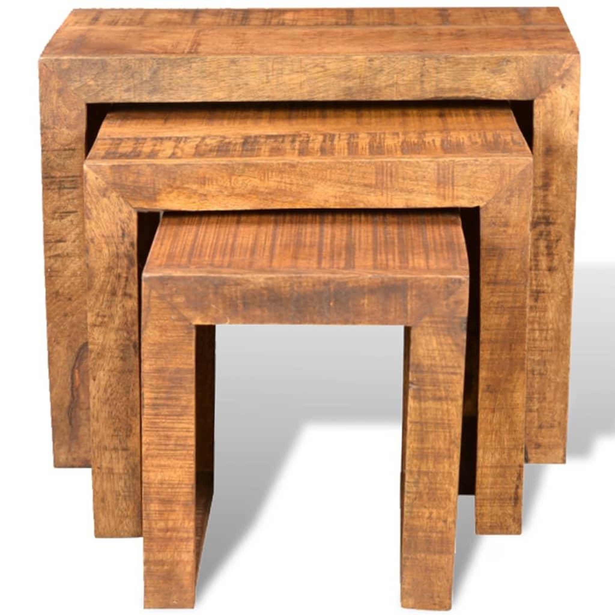 Voir la diapositive 3 : VIDAXL Table gigogne 3 pcs Bois massif de manguier