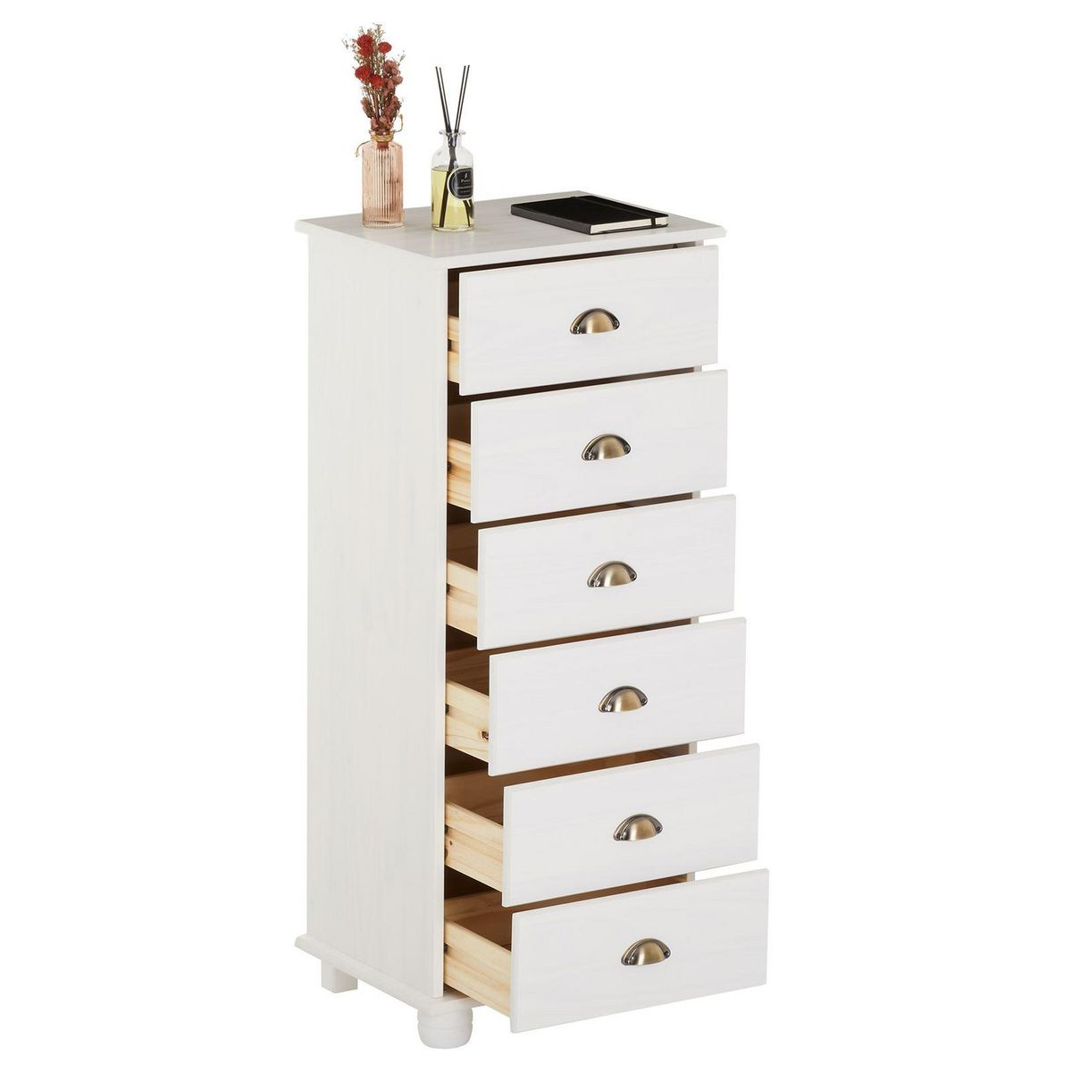IDIMEX Chiffonnier en pin massif COLMAR, avec 6 tiroirs