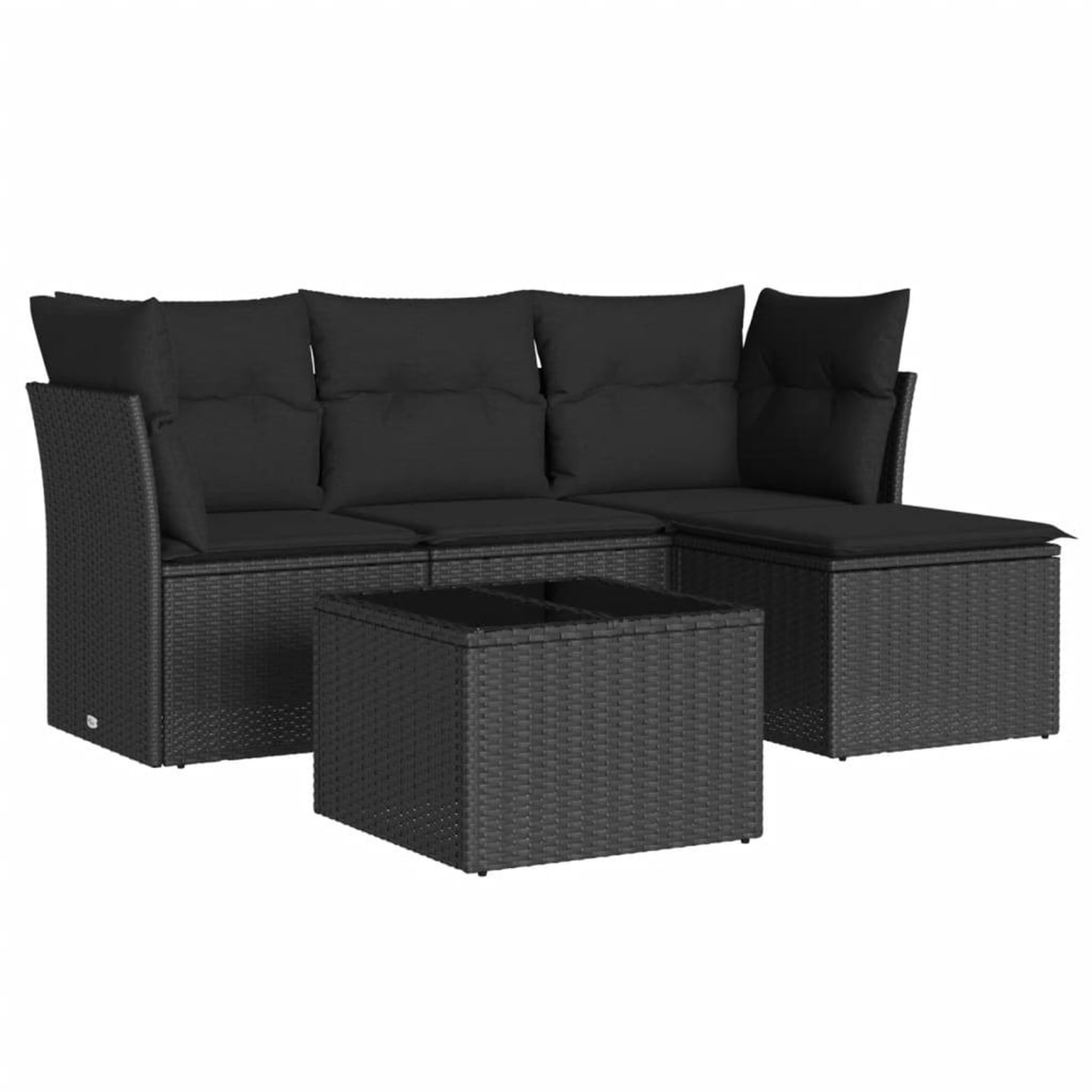 Voir la diapositive 2 : VIDAXL Salon de jardin 5 pcs avec coussins noir resine tressee
