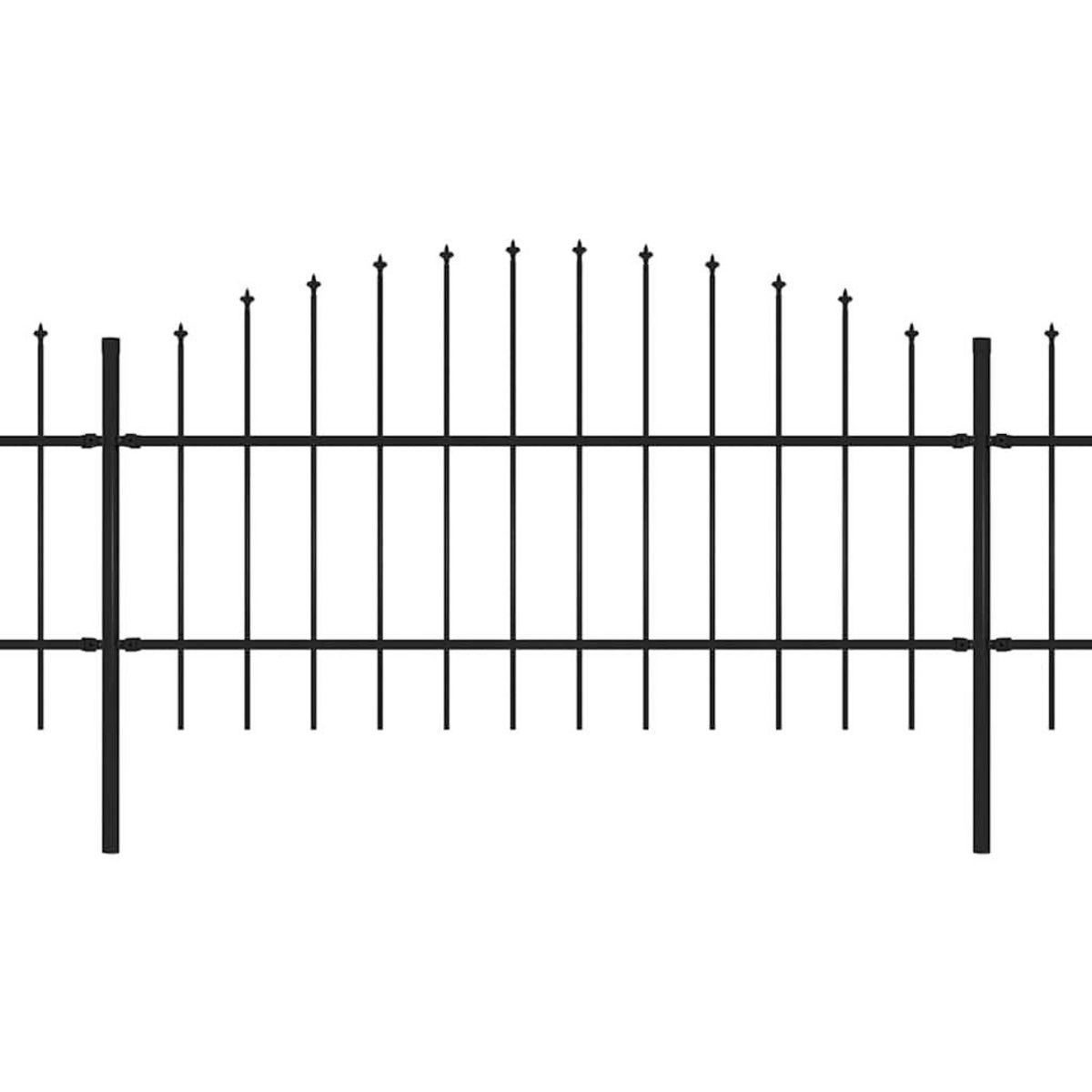 VIDAXL Cloture de jardin avec dessus en forme de lance en acier 1781,5 x 100 cm Noir