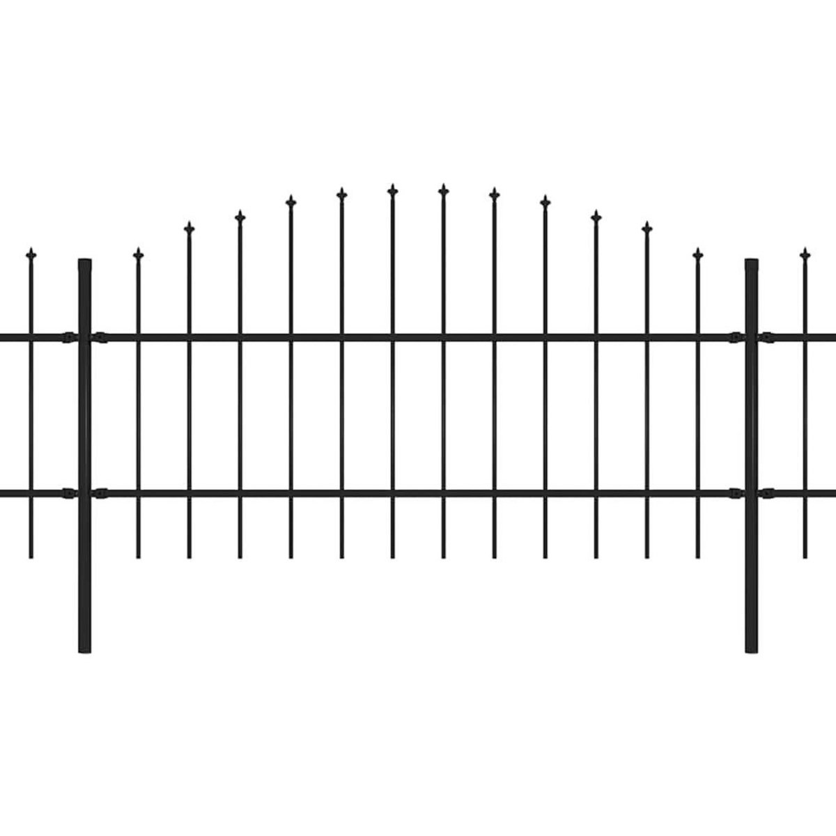 VIDAXL Cloture de jardin avec dessus en forme de lance en acier 1781,5 x 100 cm Noir