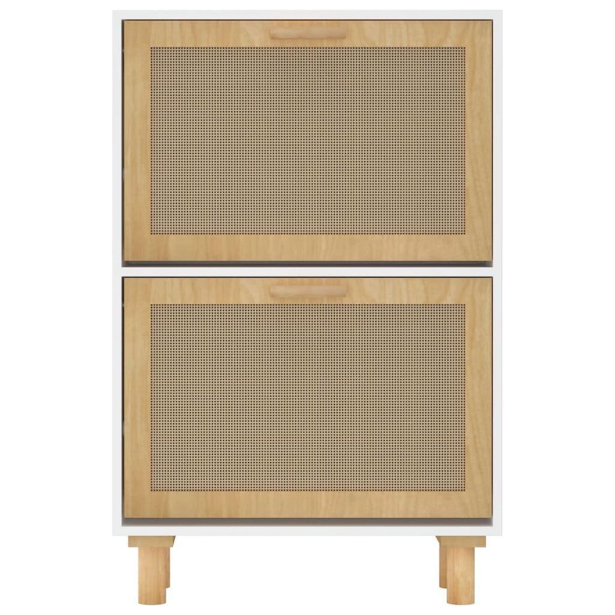 VIDAXL Armoire a chaussures Blanc 52x25x80 cm Bois d'ingenierie/rotin