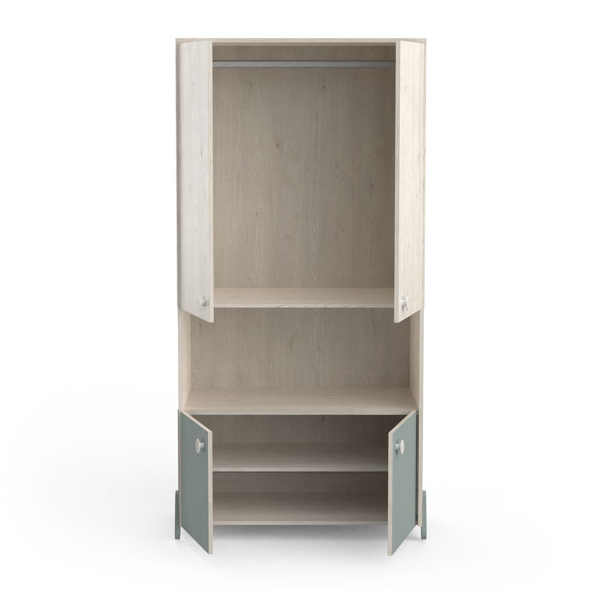 Ensemble chambre complète enfant lit 90x190cm + armoire + chevet + commode NOLAN