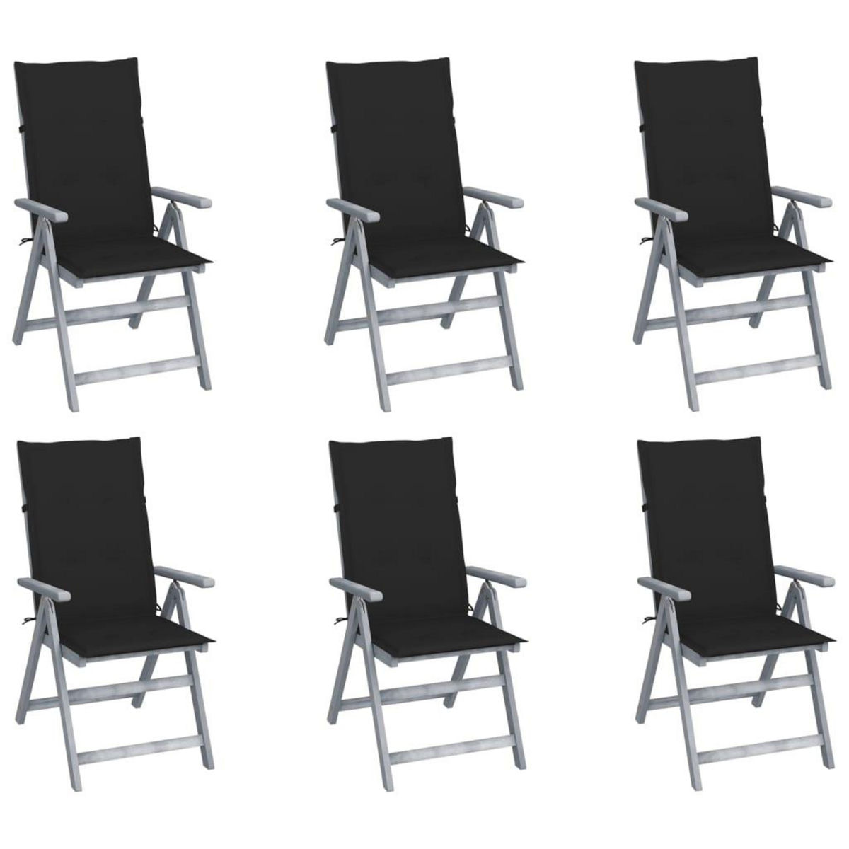 VIDAXL Chaises inclinables de jardin lot de 6 et coussins Bois acacia