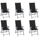 VIDAXL Chaises inclinables de jardin lot de 6 et coussins Bois acacia