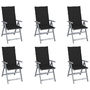Voir la diapositive 1 : VIDAXL Chaises inclinables de jardin lot de 6 et coussins Bois acacia