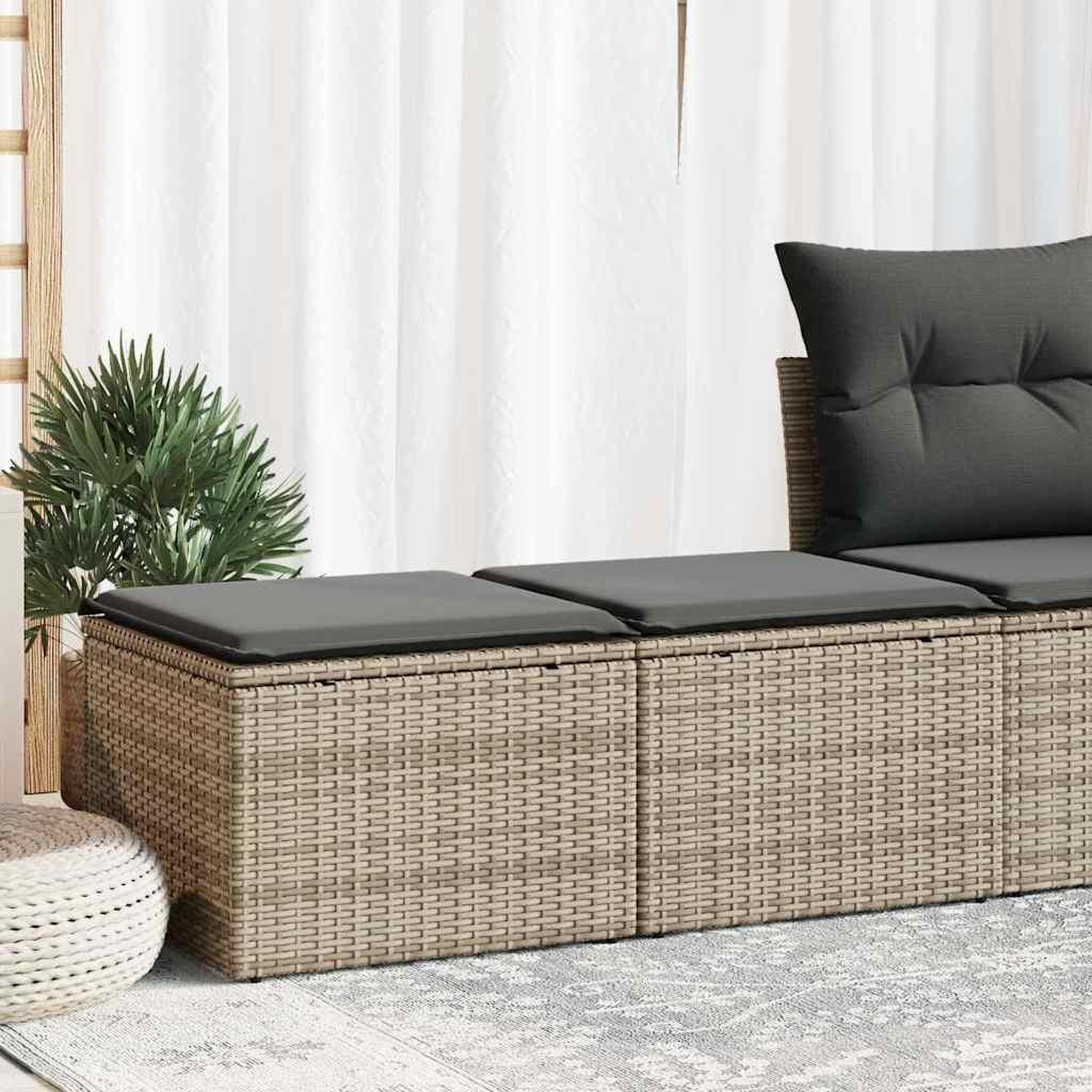 VIDAXL Salon de jardin 2 pcs avec coussins gris resine tressee acacia