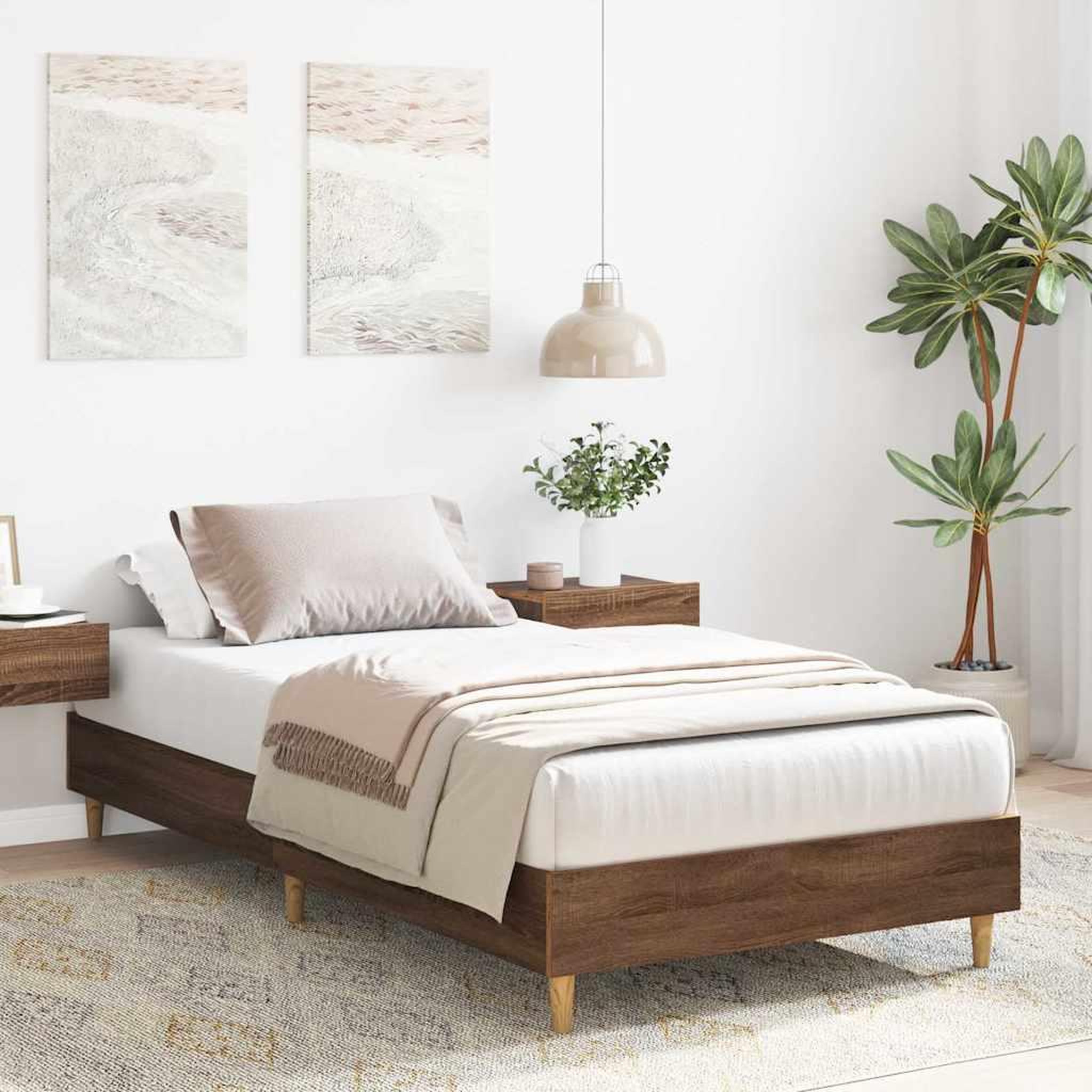 Voir la diapositive 3 : VIDAXL Cadre de lit sans matelas chene marron 75x190cm bois ingenierie