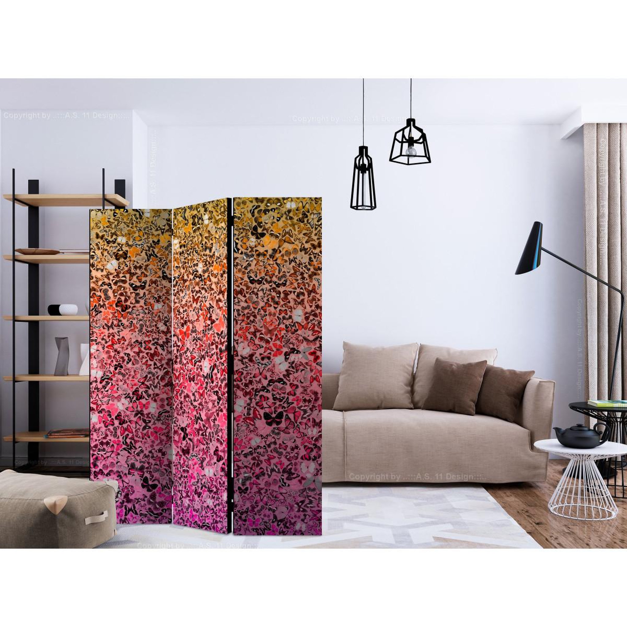 Voir la diapositive 2 : Paris Prix Paravent 3 volets  the language of butterflies  135x172cm