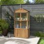 Voir la diapositive 5 : OUTSUNNY Armoire de jardin en bois - 2 portes, 2 étagères, toit bitumé - dim. 94 x 55 x 178 cm - sapin pré-huilé polycarbonate
