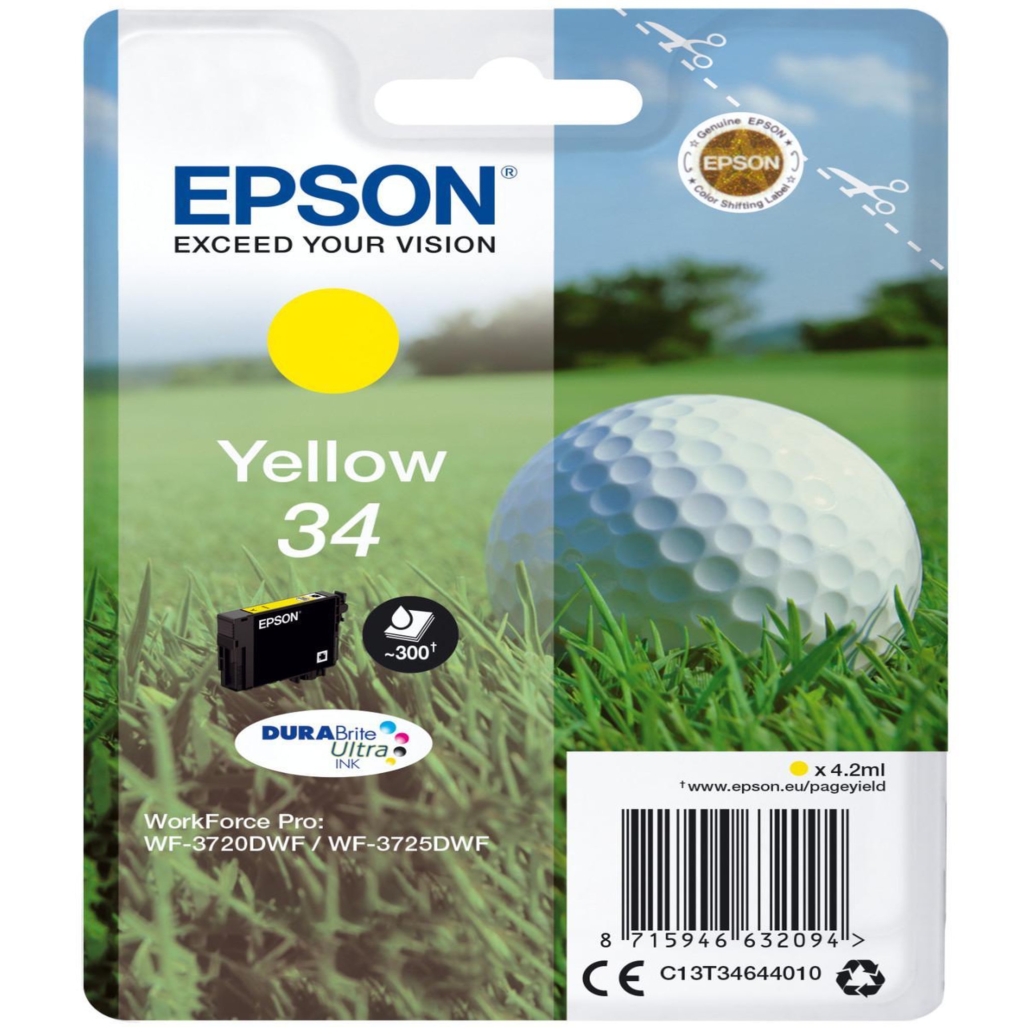 Voir la diapositive 2 : Epson Cartouche d encre Epson GOLF JAUNE
