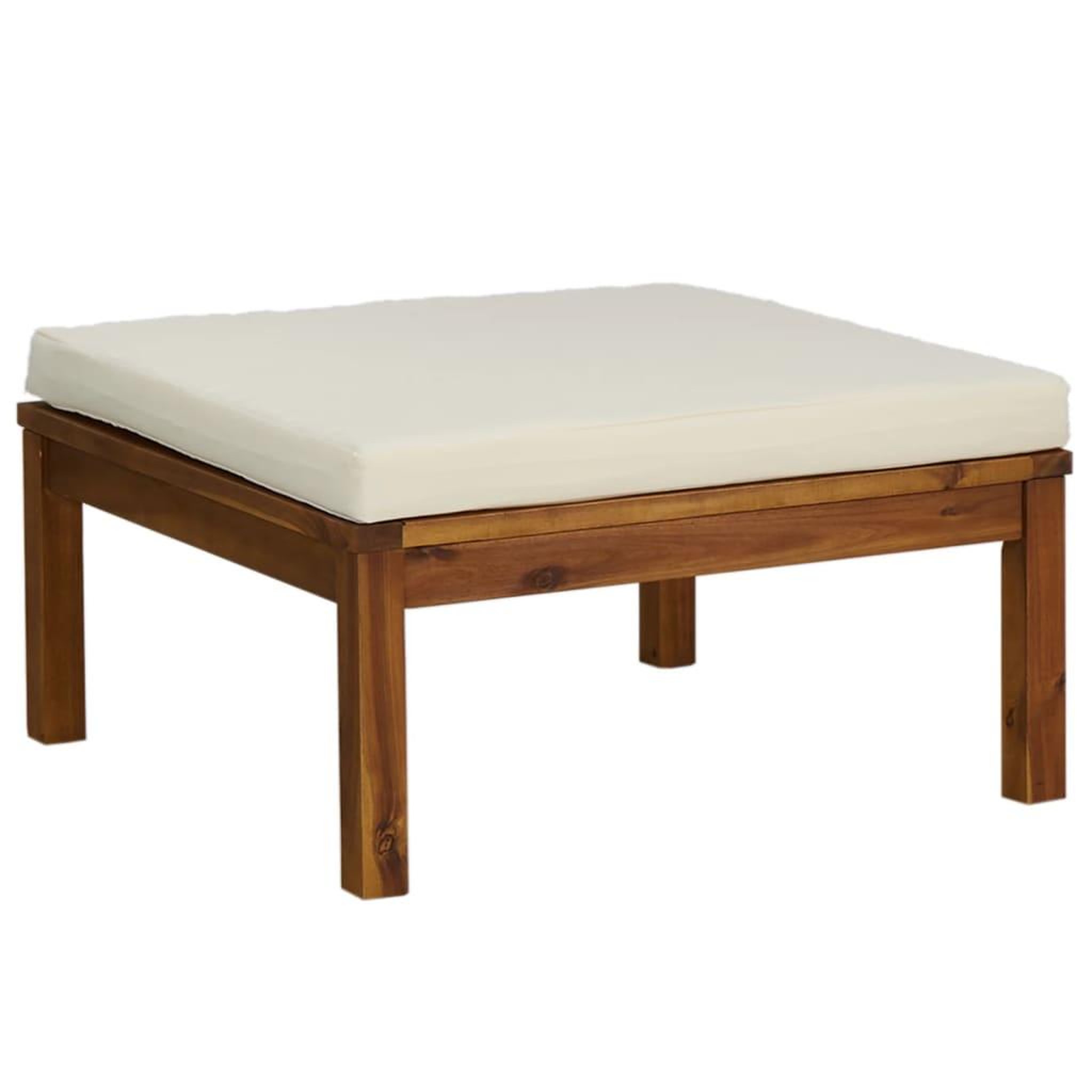 Voir la diapositive 2 : VIDAXL Repose-pied avec coussin blanc creme Bois d'acacia massif