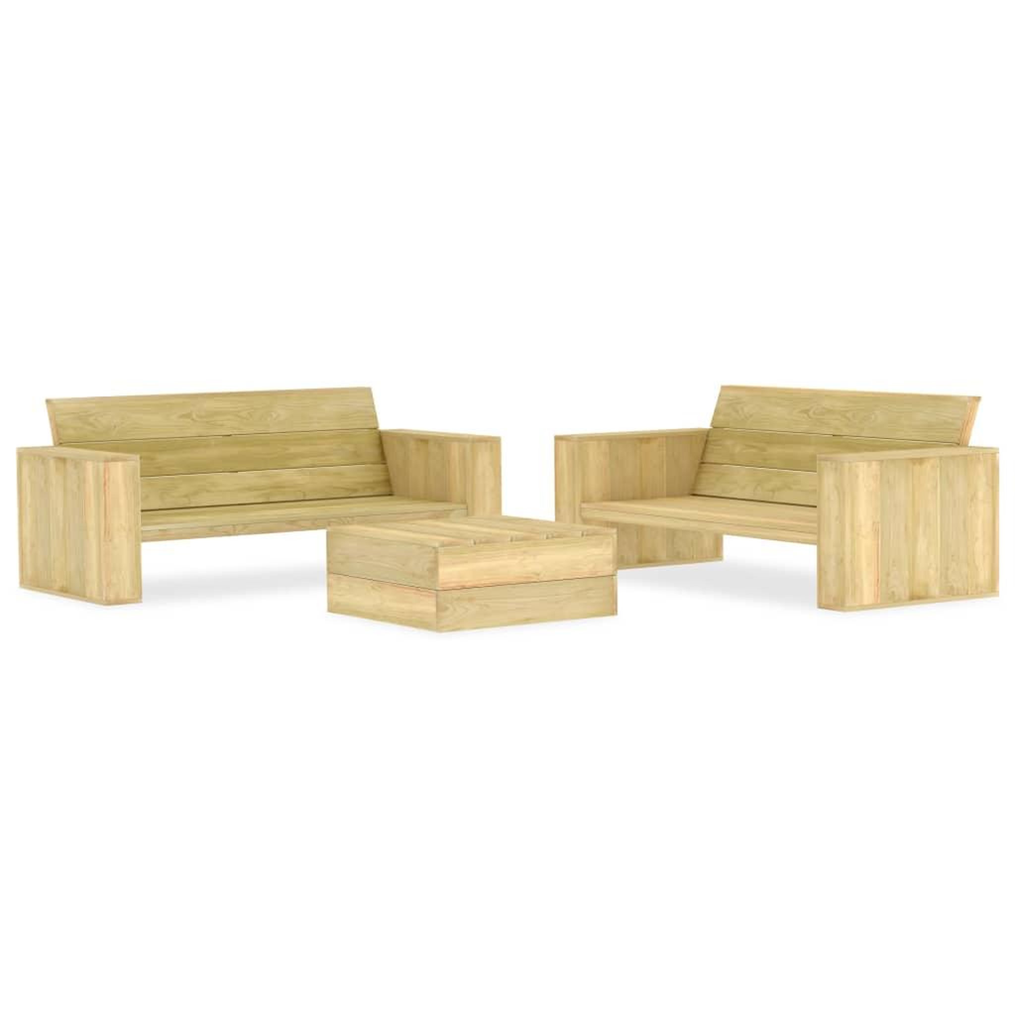 Voir la diapositive 1 : VIDAXL Salon de jardin 3 pcs Bois de pin impregne