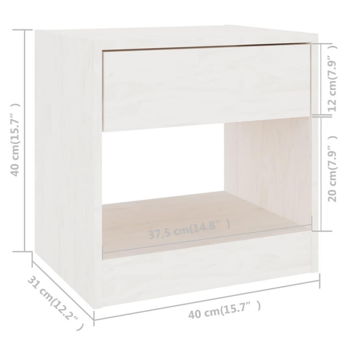 VIDAXL Table de chevet Blanc 40x31x40 cm Bois de pin massif