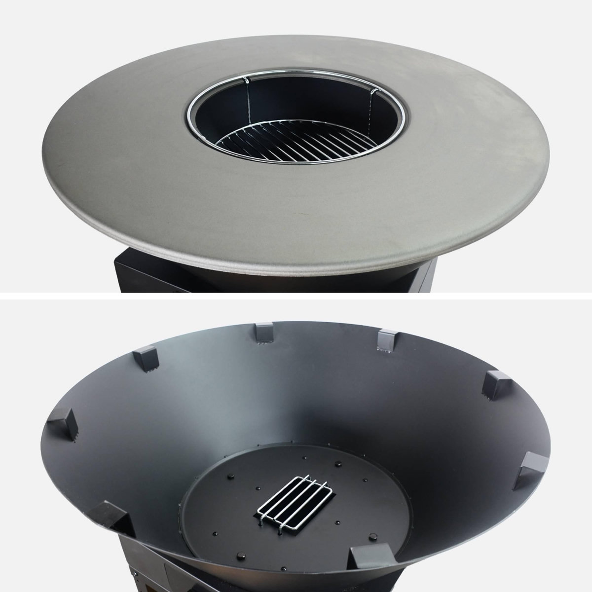SWEEEK Brasero barbecue Ø81.5cm avec grille de cuisson et espace de rangement
