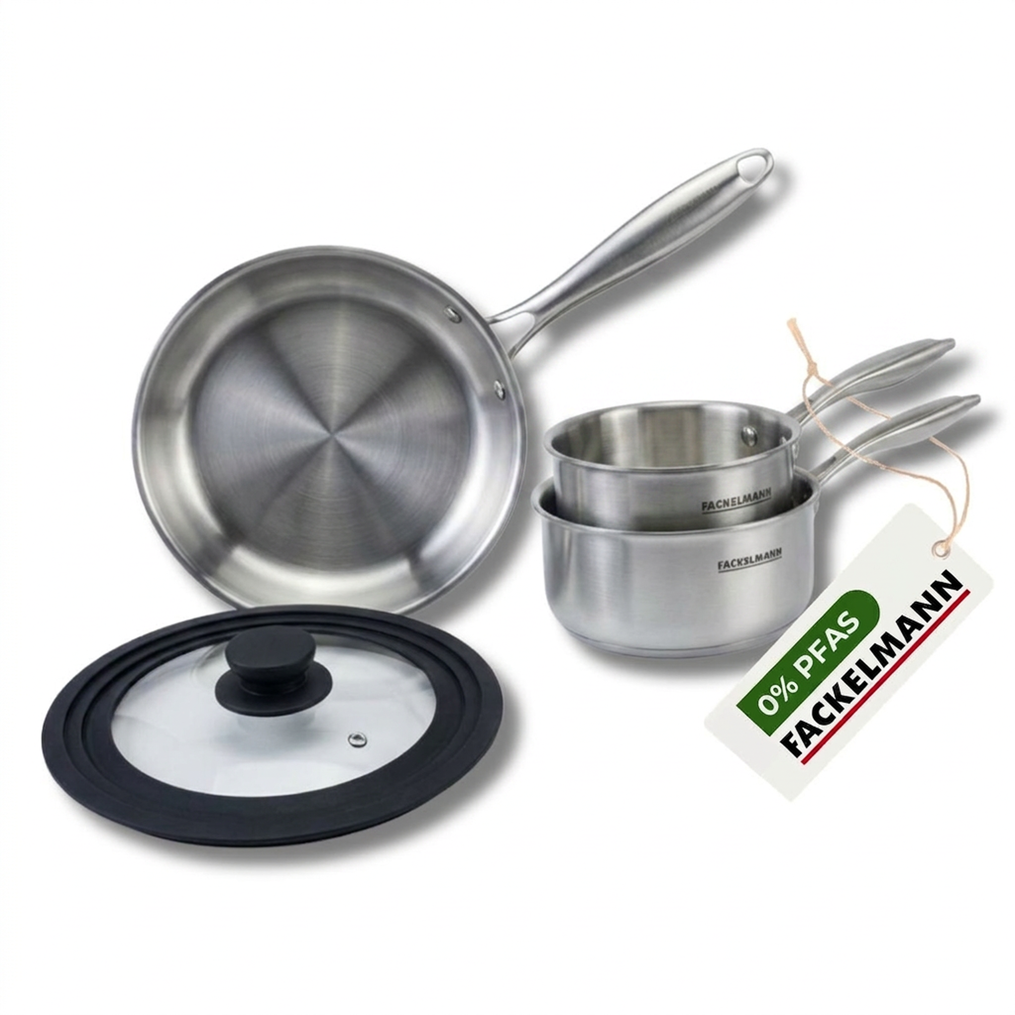 Fackelmann Batterie de cuisine avec 1 poêle 28 cm et 2 casseroles 14/18 cm et 1 couvercle de cuisson universel sans pfas fackelmann vita3