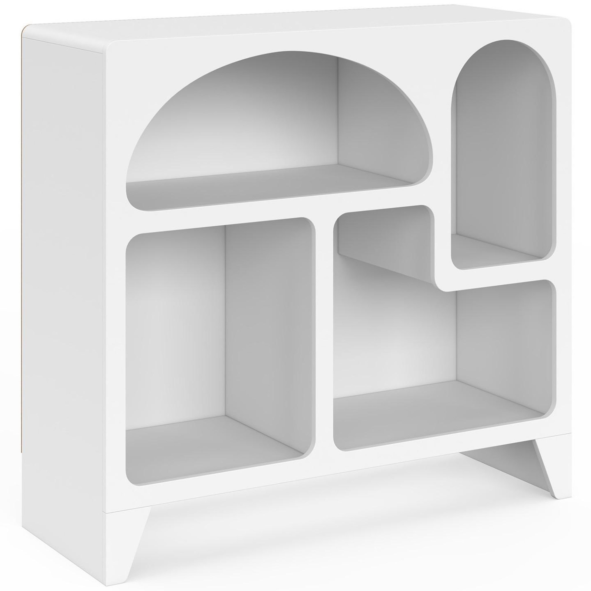Voir la diapositive 4 : ID MARKET Buffet organique 80 cm alesia bois blanc meuble de rangement 4 niches