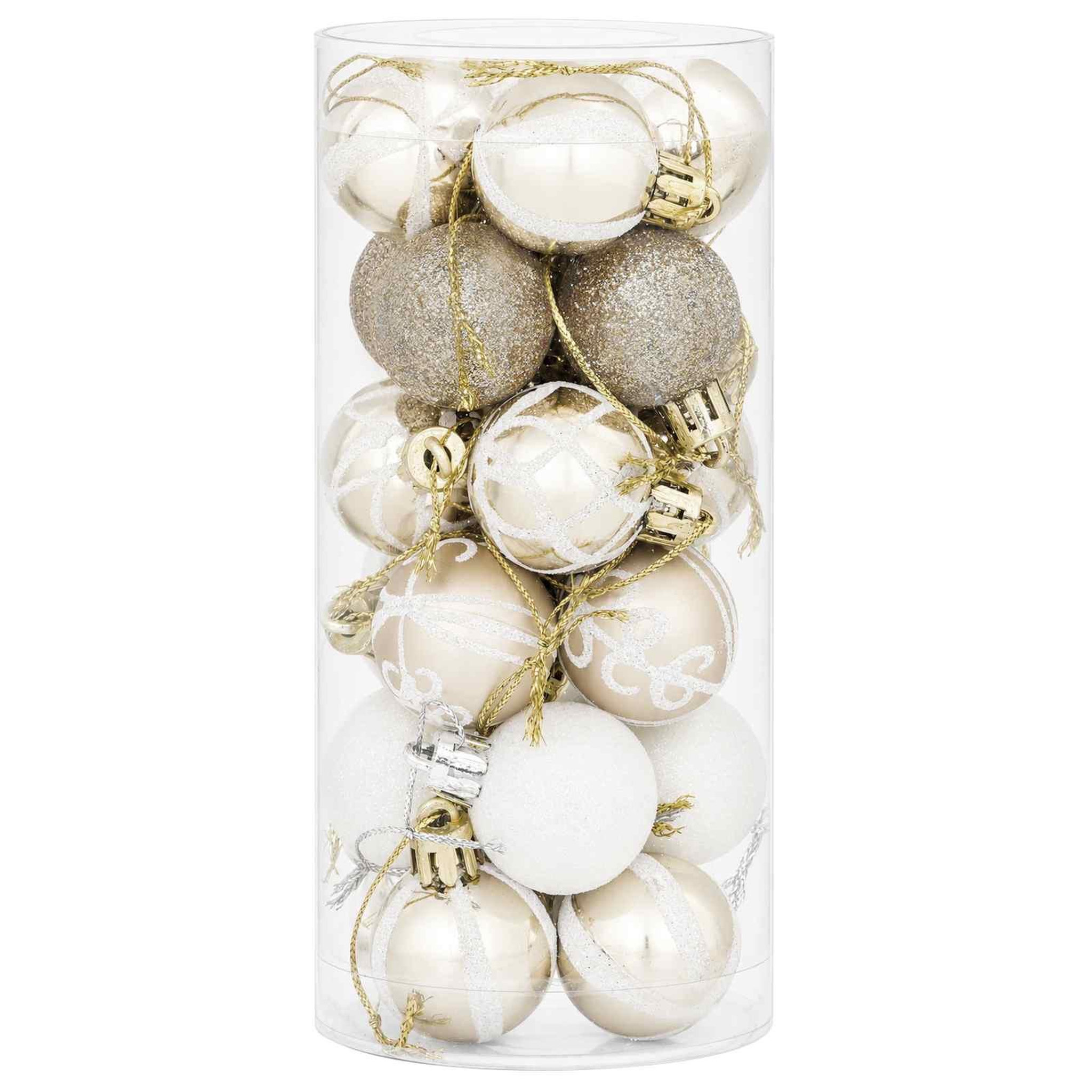 Voir la diapositive 4 : VIDAXL Ensemble de boules de Noël 72 pc Champagne et blanc Diam. 3 cm