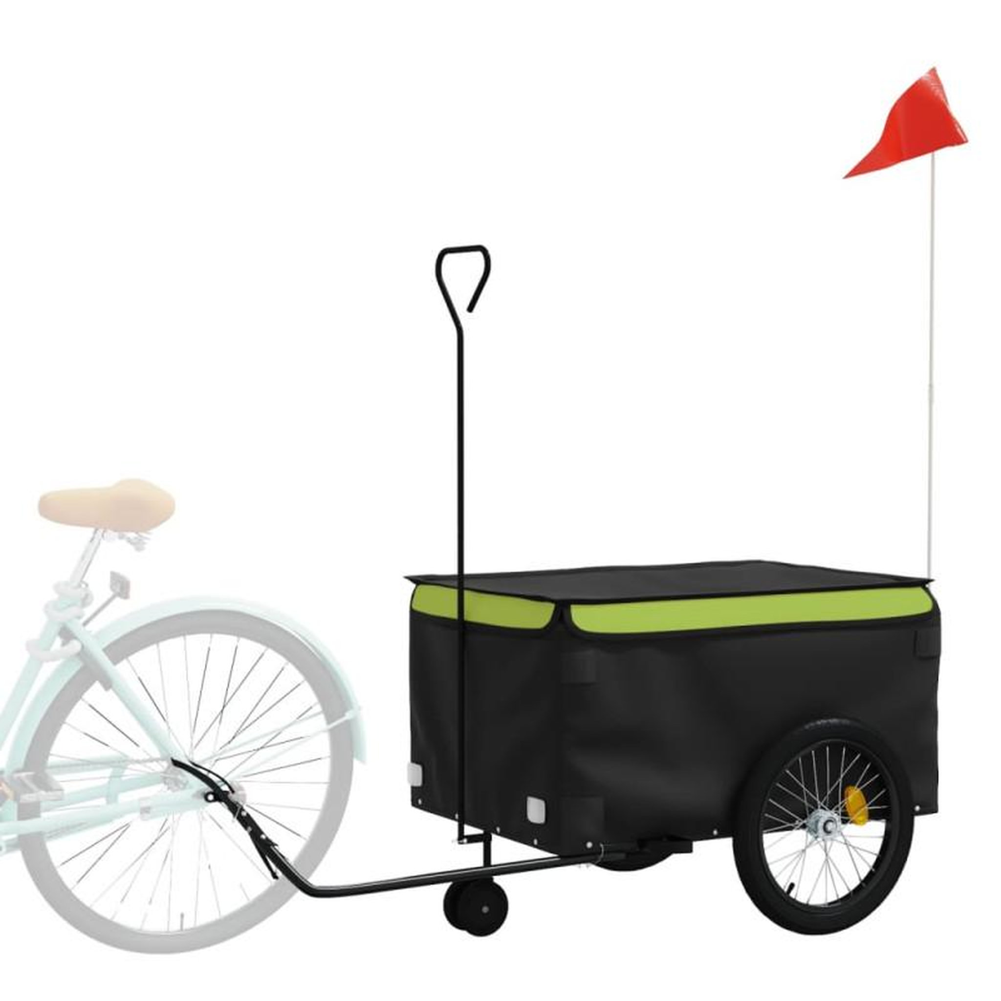 Voir la diapositive 3 : VIDAXL Remorque de vélo noir et vert 45 kg fer