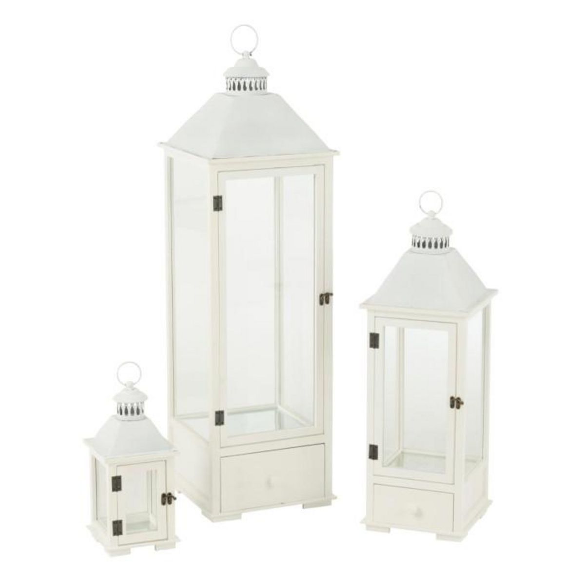 Paris Prix Lot de 3 Lanternes Tours en Bois  Cocoon  105cm Blanc
