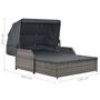 Voir la diapositive 6 : VIDAXL Chaise longue a 2 places avec auvent Resine tressee Gris