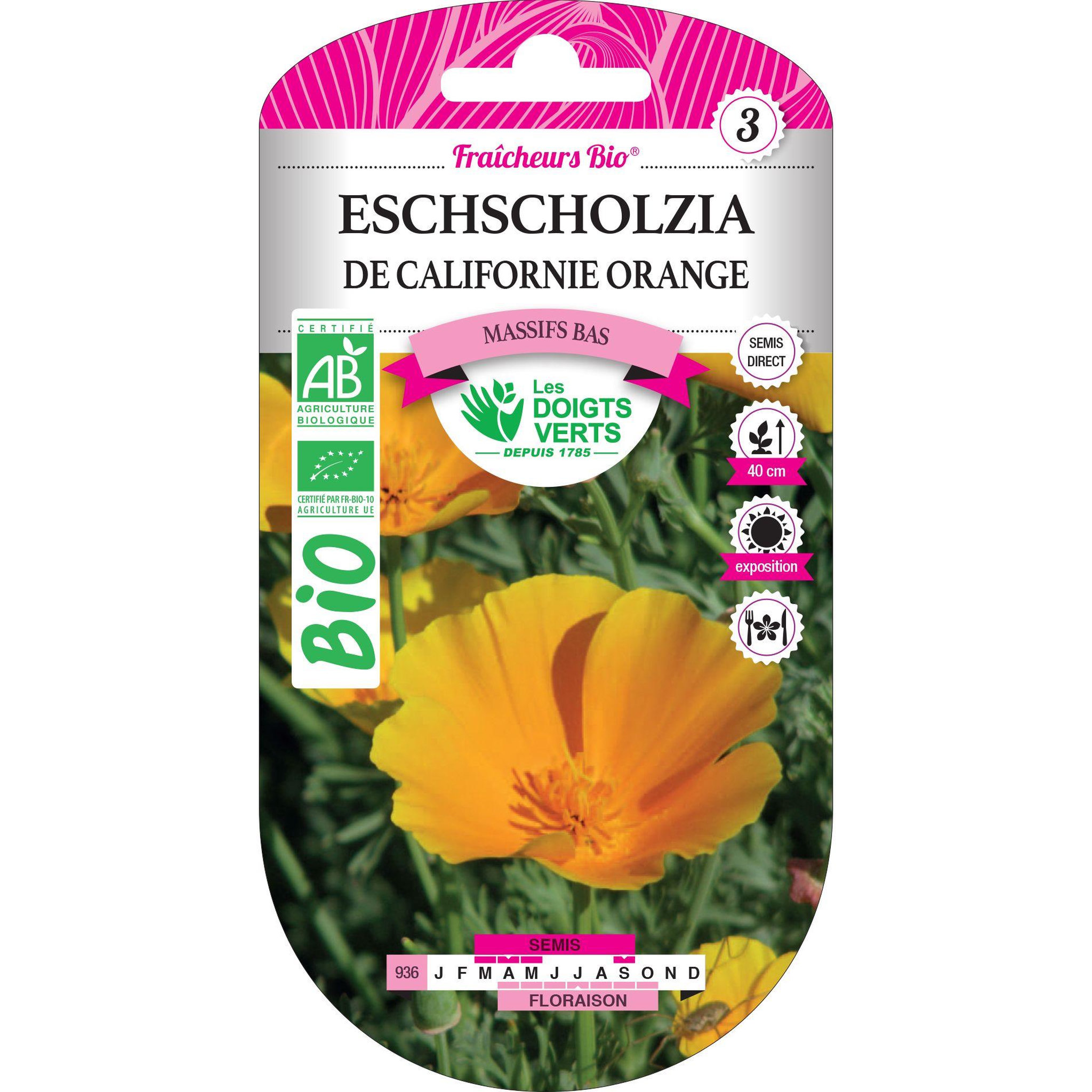 LES DOIGTS VERTS Graines eschscholzia orange BIO Les Doigts Verts