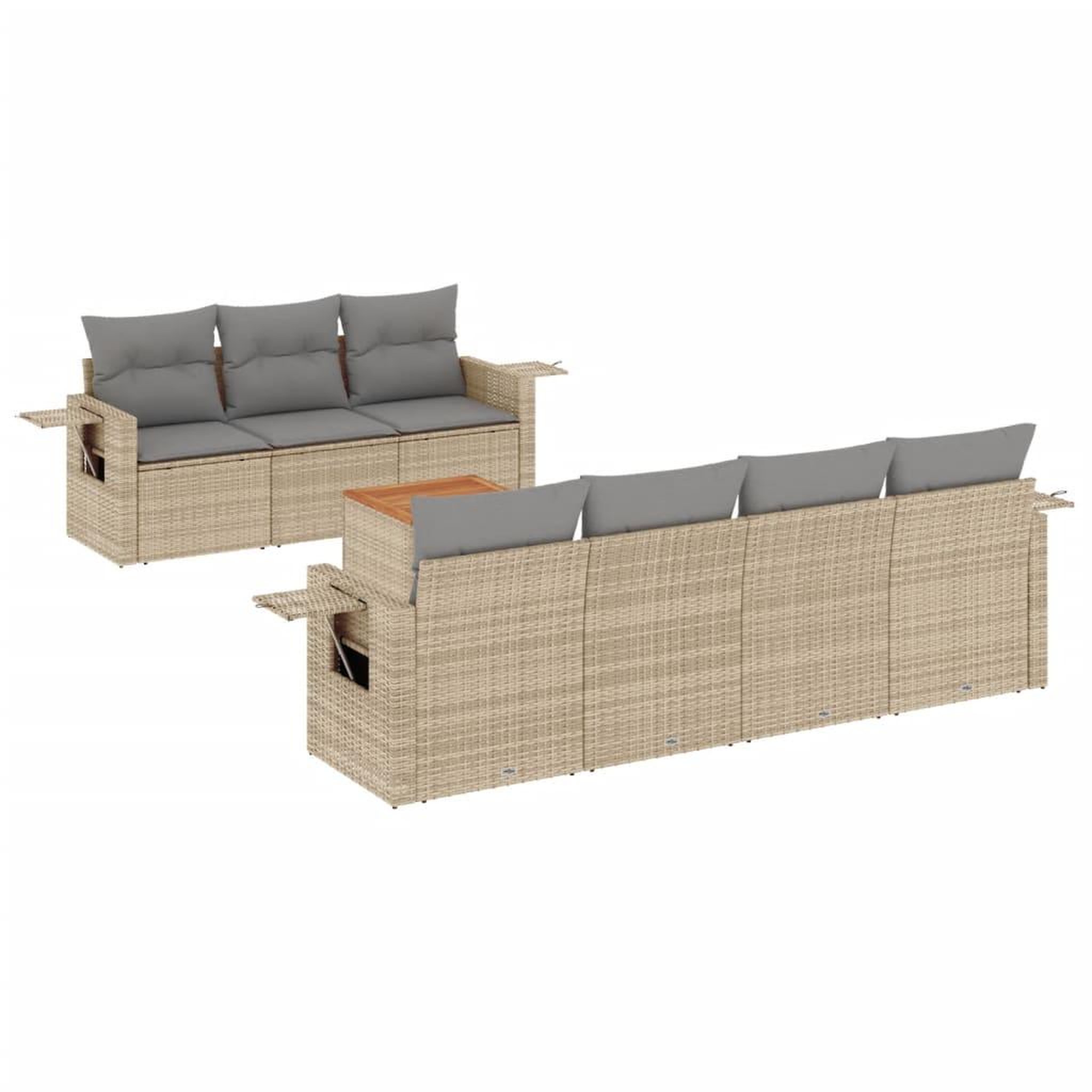 Voir la diapositive 2 : VIDAXL Salon de jardin avec coussins 8 pcs beige resine tressee