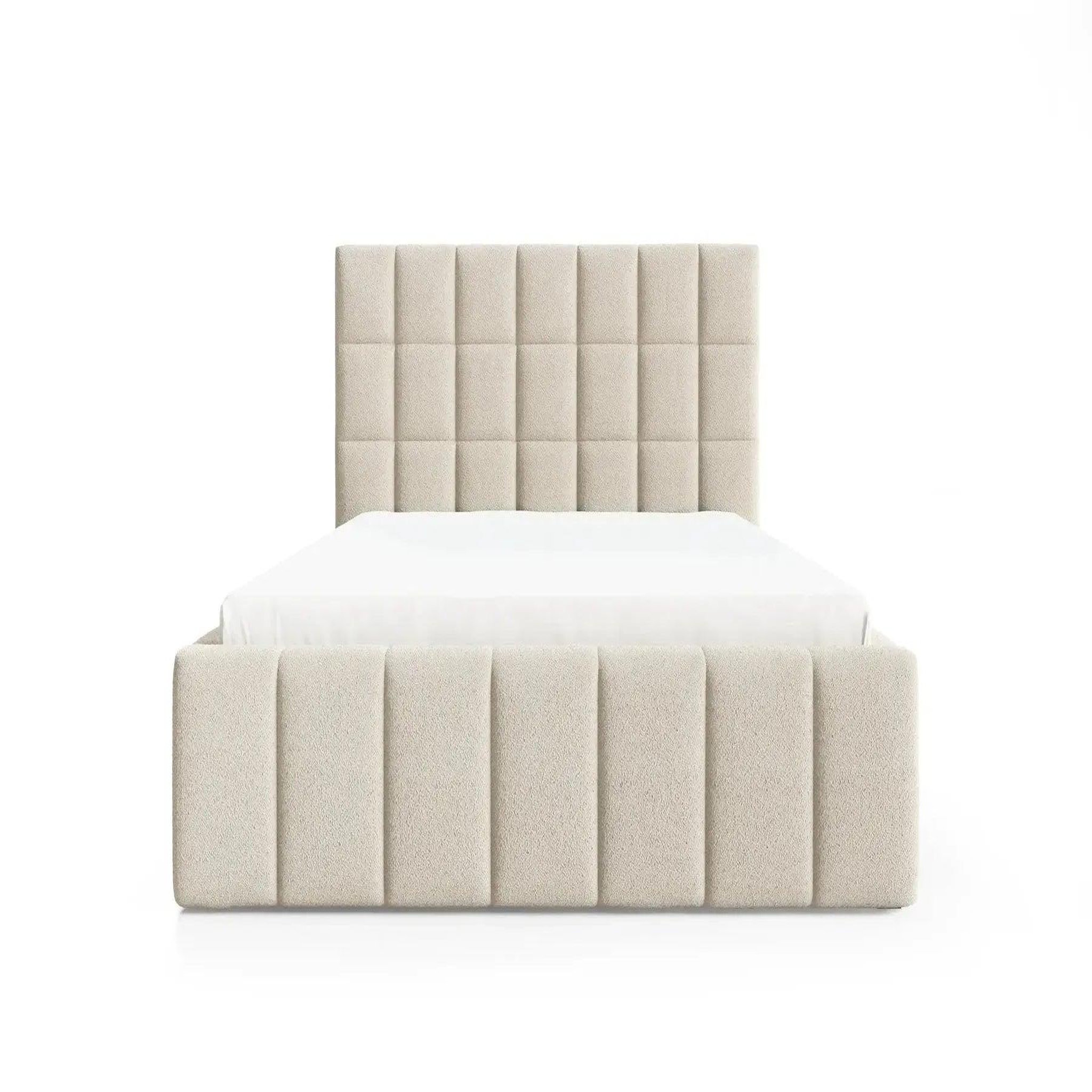 CASANOVA PARIS Florence - lit coffre tissu chenille. Coloris disponibles : Vert, Gris, Rose, Blanc, Beige, Bleu