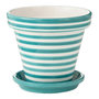 Voir la diapositive 1 : Paris Prix Pot Avec Soucoupe en Céramique  Granada Rayure  35cm Bleu Aqua