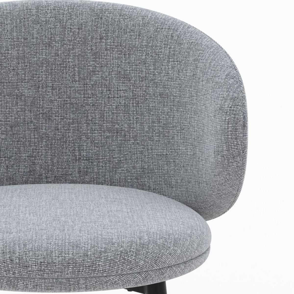 Rendez vous déco Lot de 2 chaises en tissu gris clair chiné et pieds noirs - Cécilia