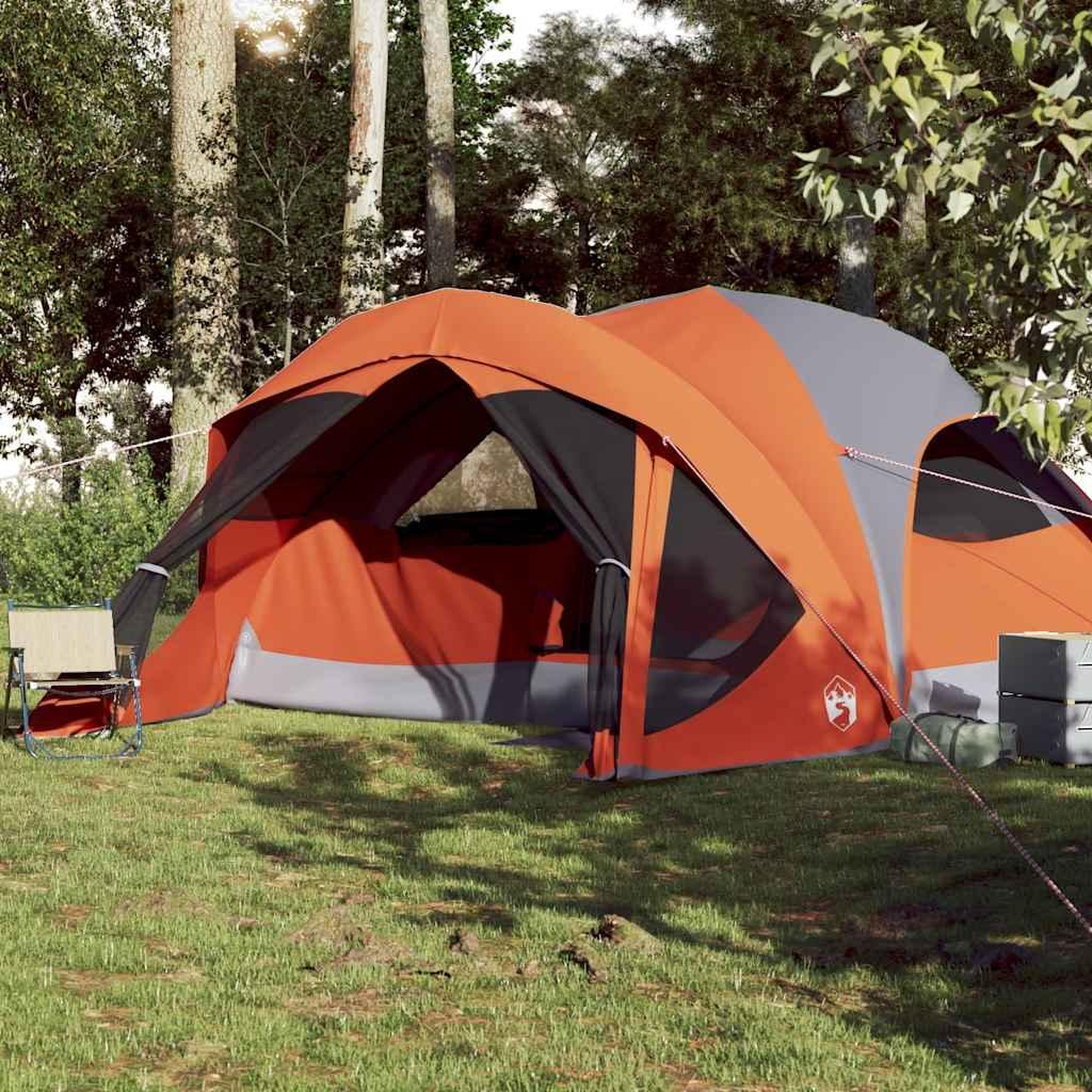 Voir la diapositive 3 : VIDAXL Tente de cabine familiale 6 personnes gris orange impermeable