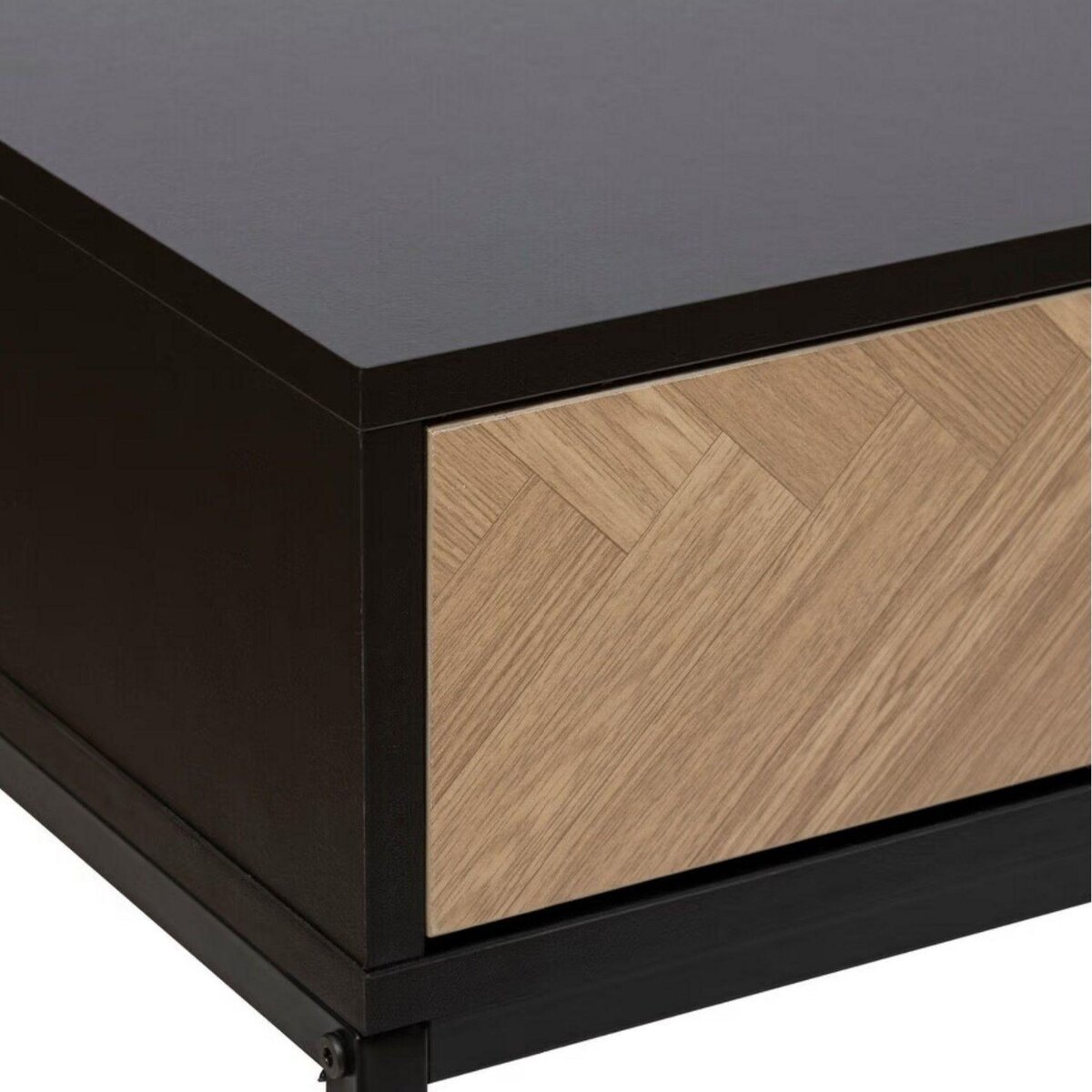 FIVE Console 2 tiroirs en bois et métal CHEVRONS - Beige et noir