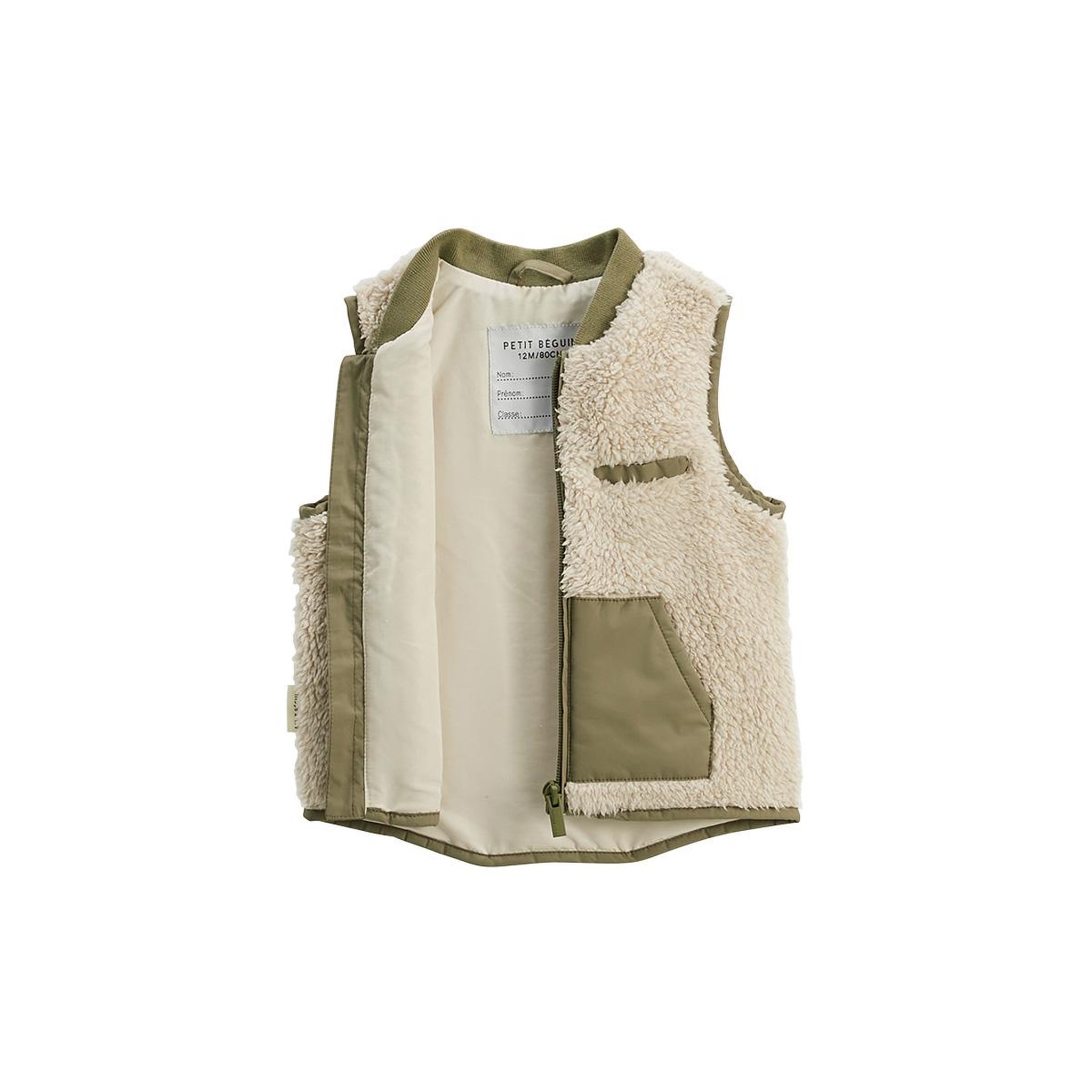 Voir la diapositive 3 : Petit Béguin Veste sans manches enfant en sherpa gustin