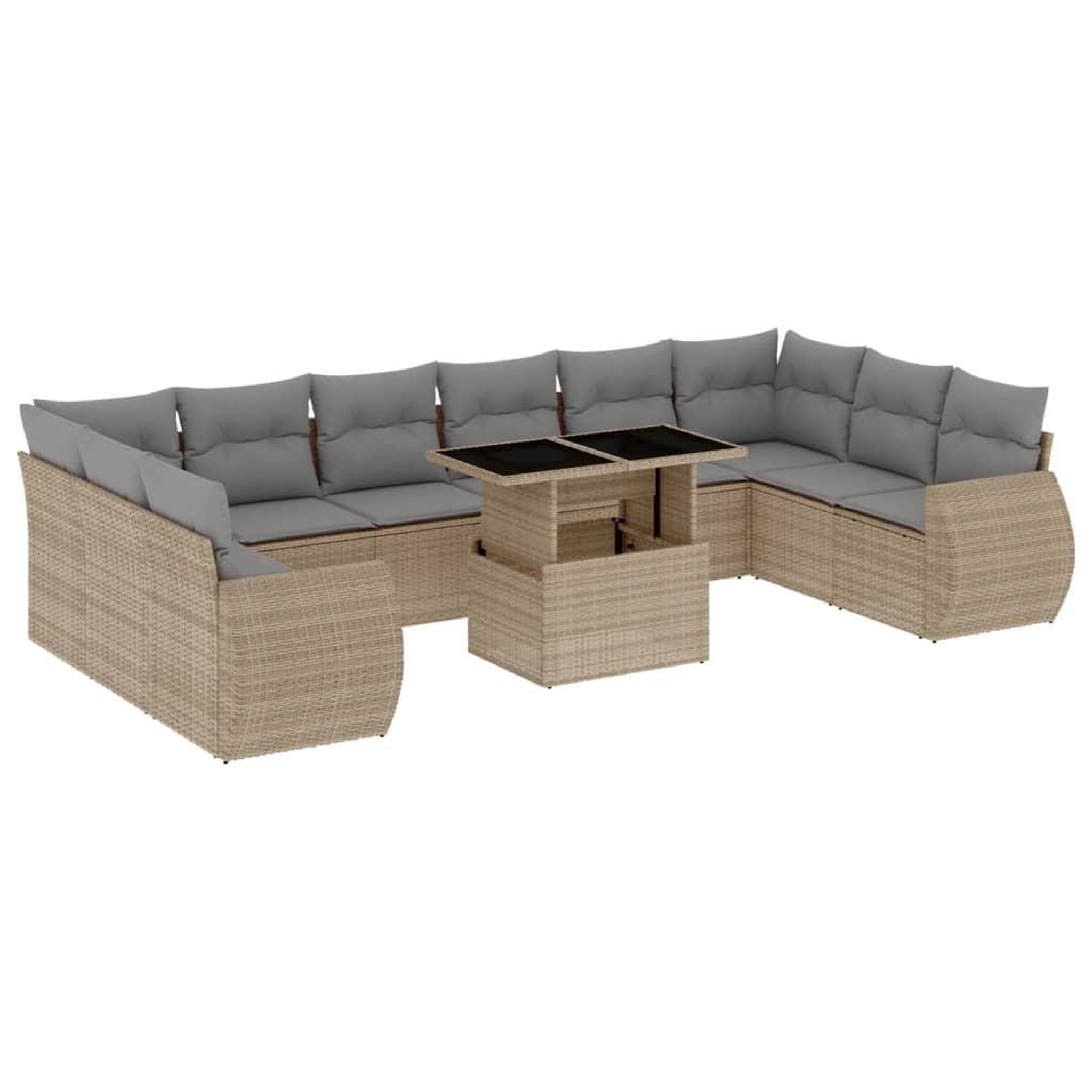 Voir la diapositive 2 : VIDAXL Salon de jardin 11 pcs avec coussins beige resine tressee