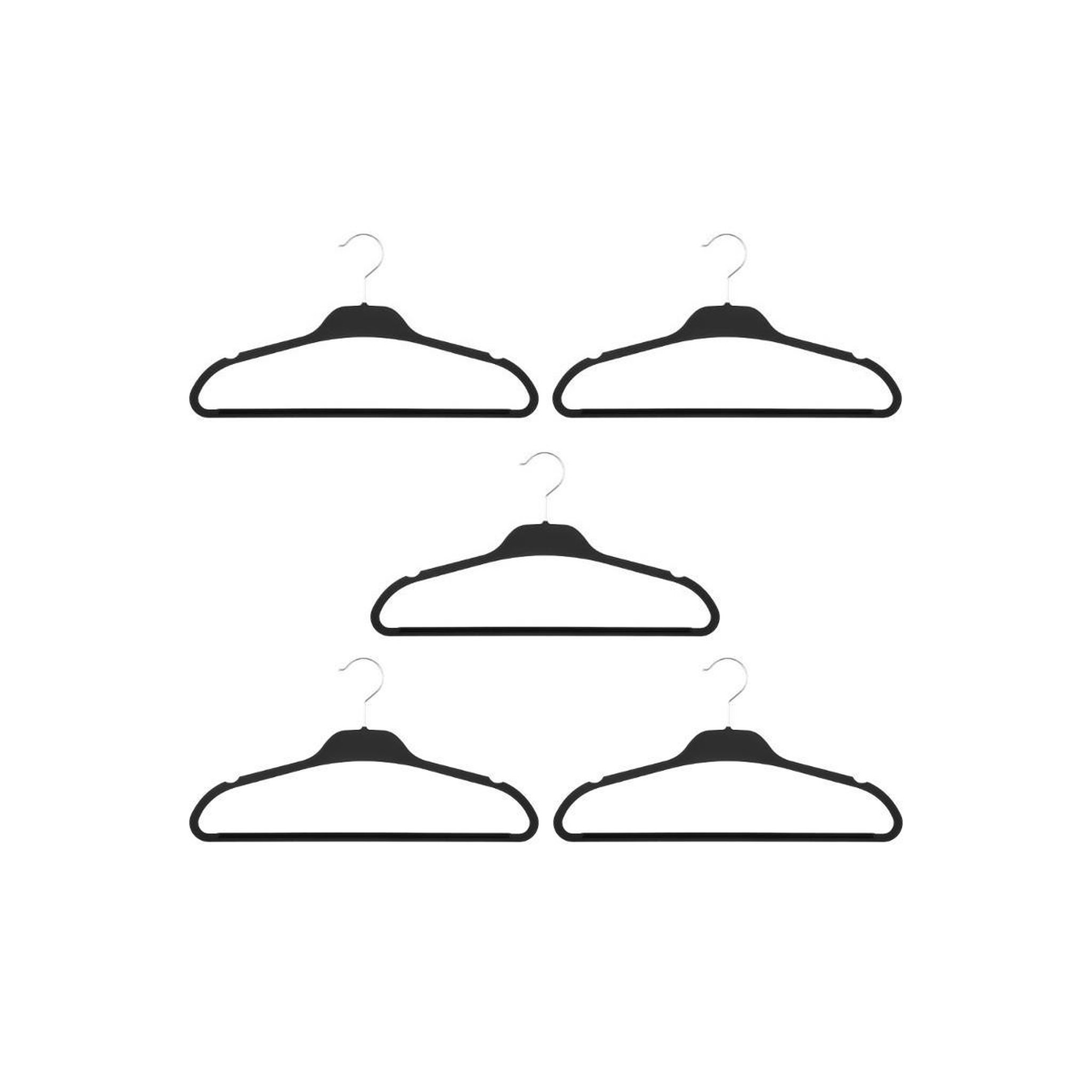 FIVE Lot de 5 cintres  anti-dérapant  45cm noir