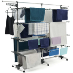 ID MARKET Séchoir à linge 60 M SUPRA XXL gris/blanc 4 niveaux + barre télescopique