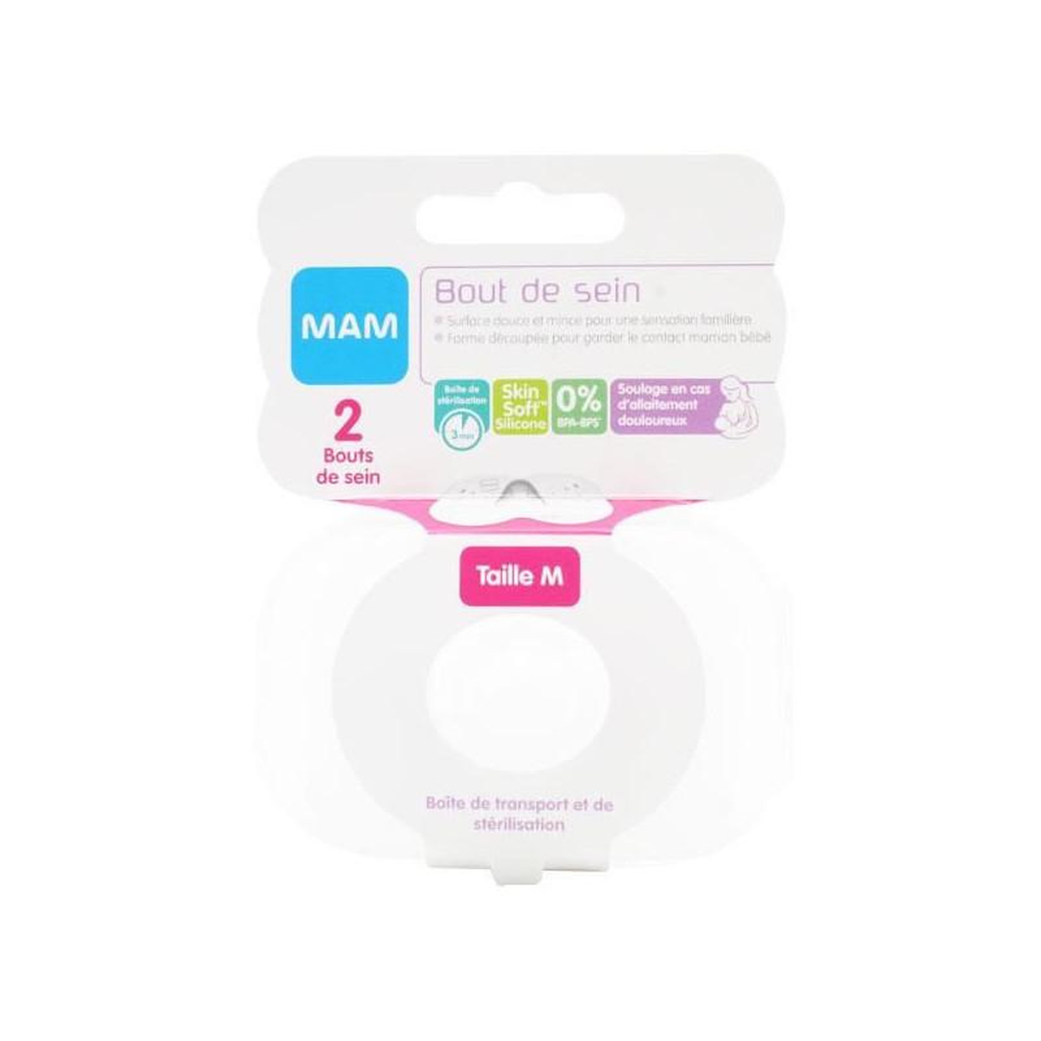 MAM MAM Allaitement Bout de Sein Silicone Taille M Lot de 2 + Boîte de Stérilisation