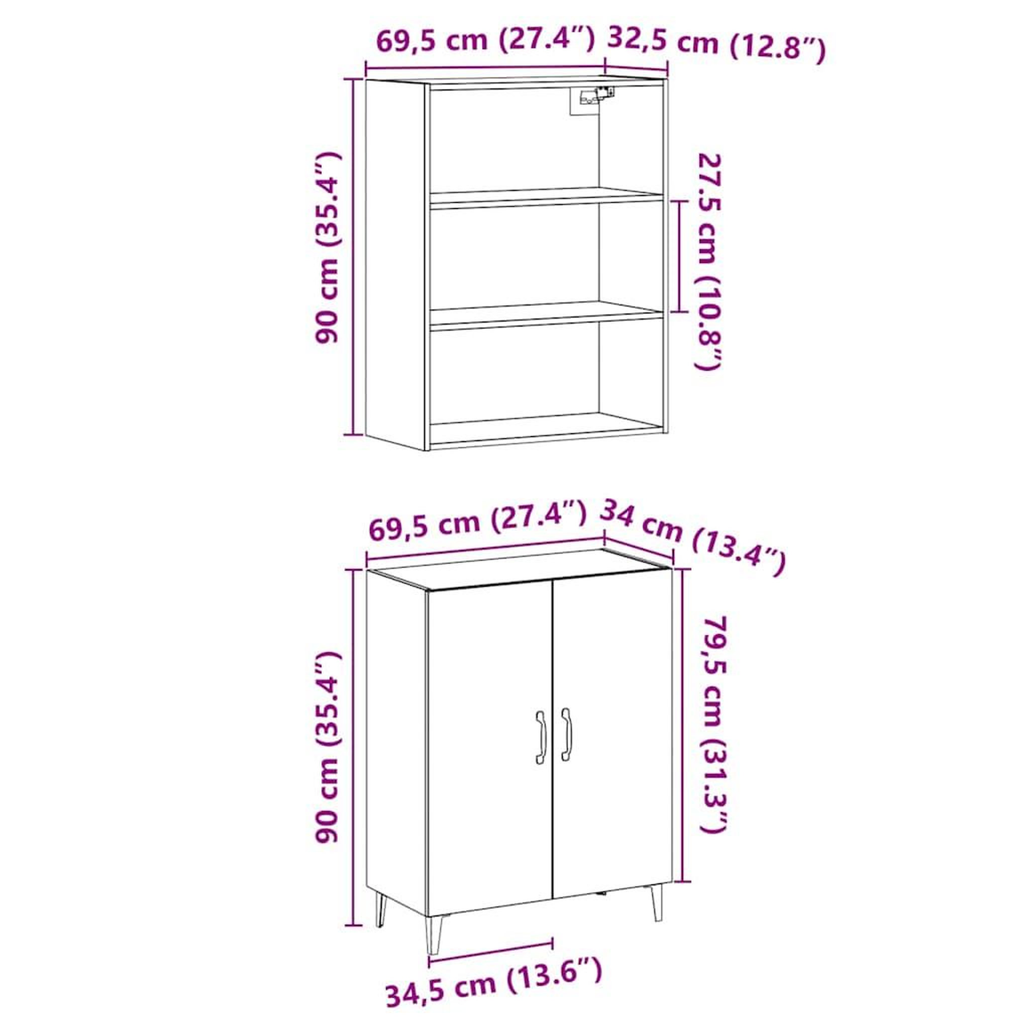 Voir la diapositive 6 : VIDAXL Buffet avec armoire murale vieux bois bois d'ingenierie