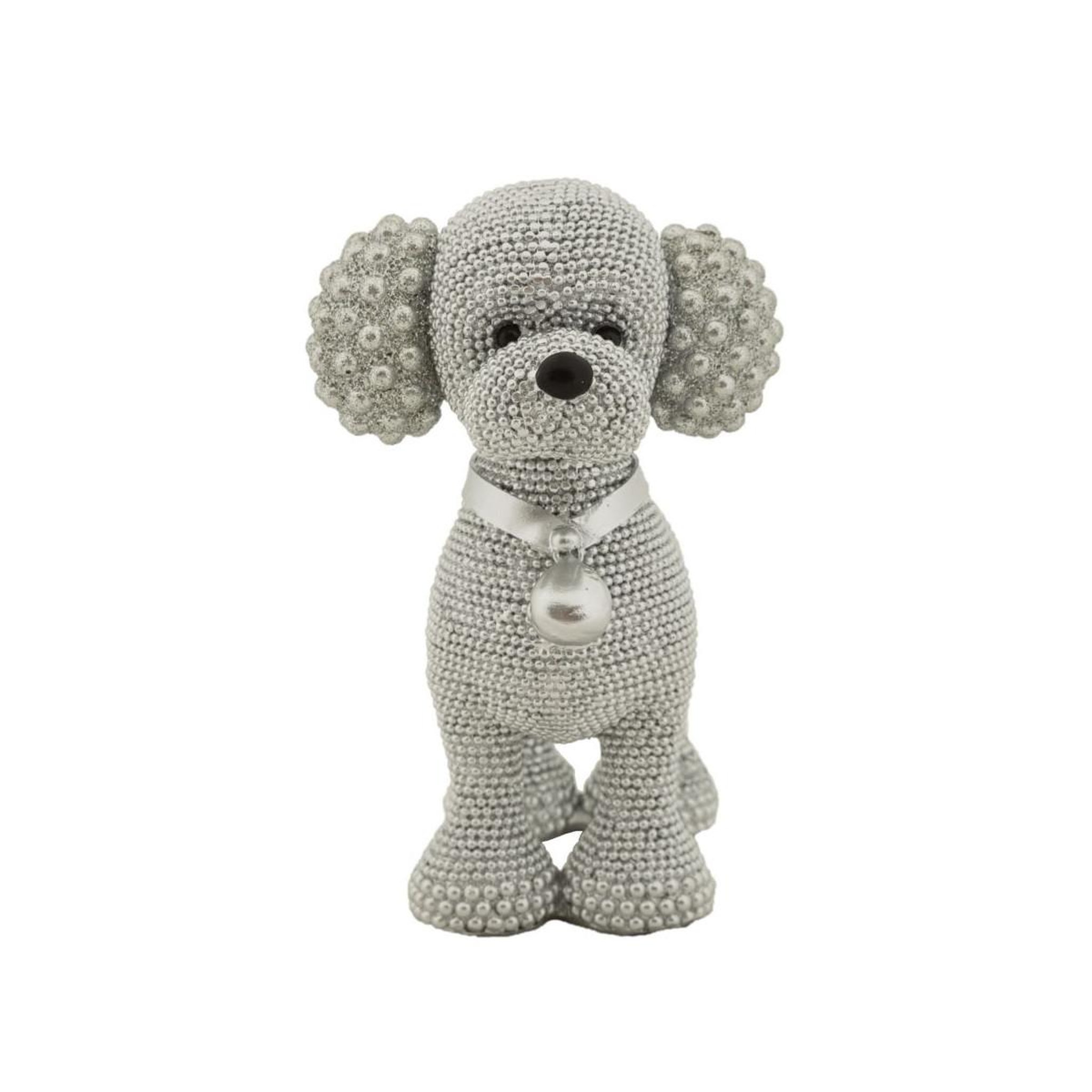 Voir la diapositive 2 : Paris Prix Statuette déco caniche debout  sparky  15cm argent
