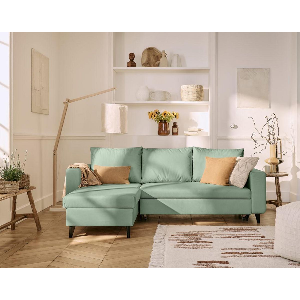 BEST MOBILIER Nordic - canapé d'angle réversible 4 places - convertible avec coffre - en simili