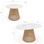 Voir la diapositive 5 : ID MARKET Table à manger extensible ronde CARMEN 4-8 personnes pied bois en lattes et plateau marbre blanc ALASKA 110 - 150 cm