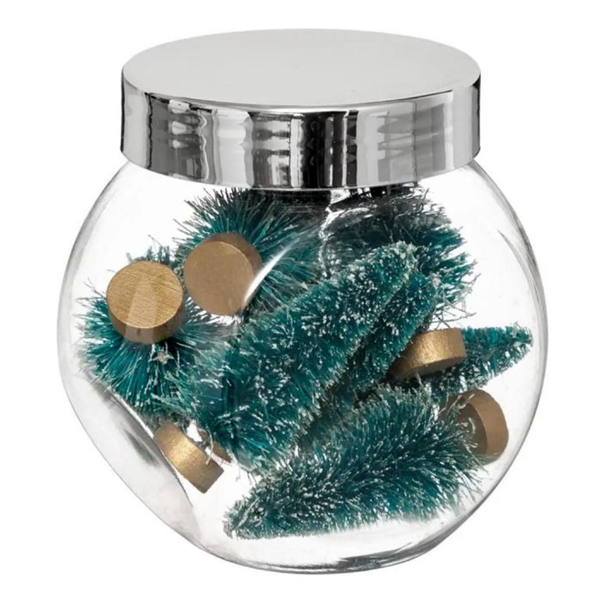 ATMOSPHERA Lot de 5 sapins enneigés déco  bocal  7cm vert
