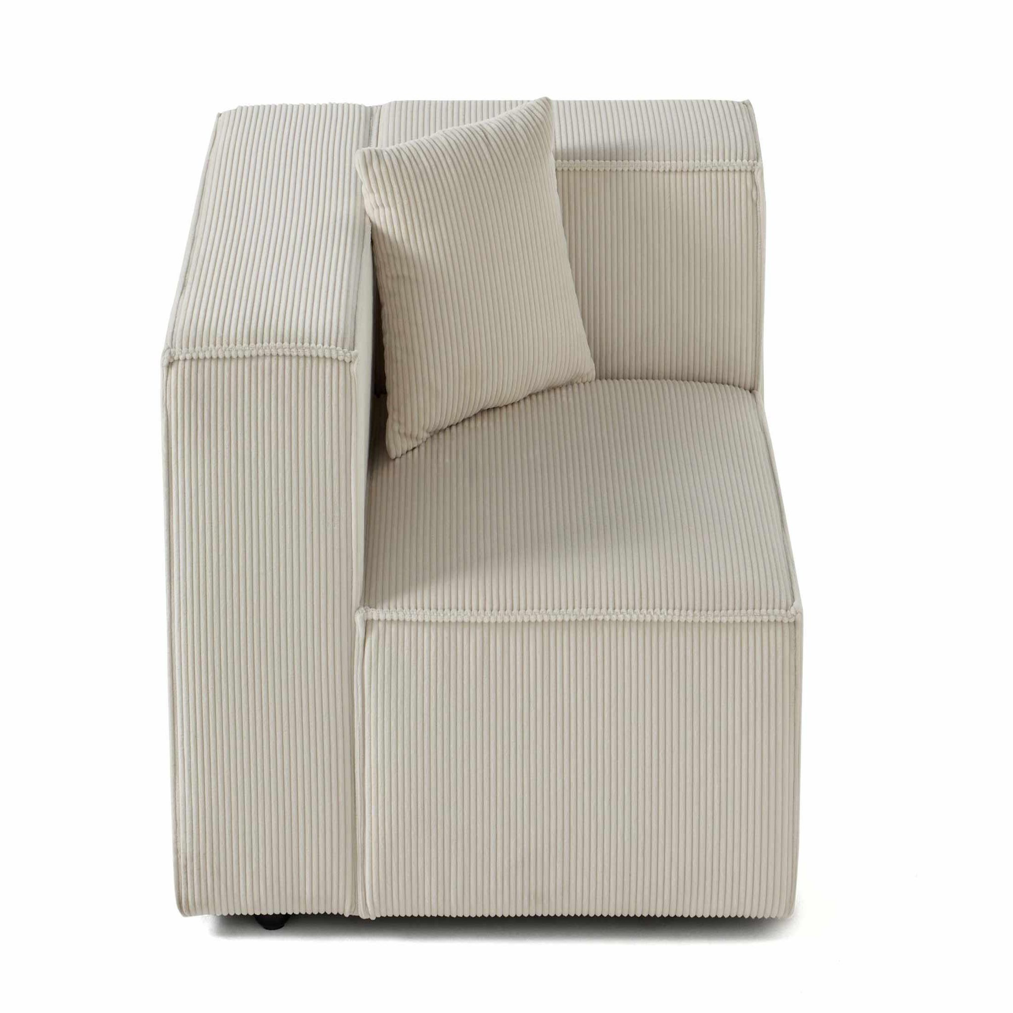 BEST MOBILIER Arty - module d'assise gauche - en velours côtelé. Coloris disponibles : Beige