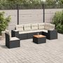 Voir la diapositive 1 : VIDAXL Salon de jardin 7 pcs avec coussins noir resine tressee